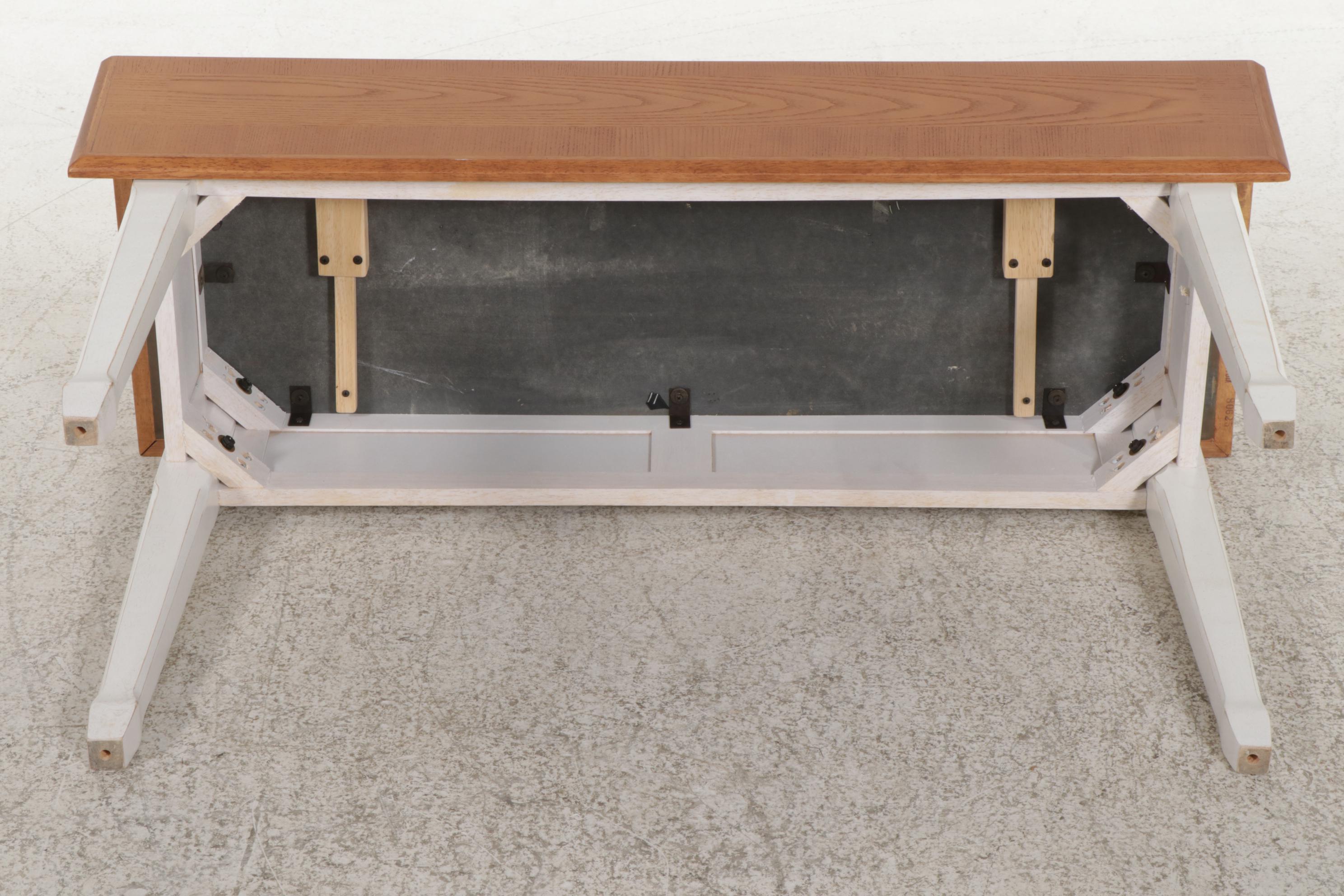 Universal Furniture White-Painted and Oak-Grained Console Table and Bench Seat