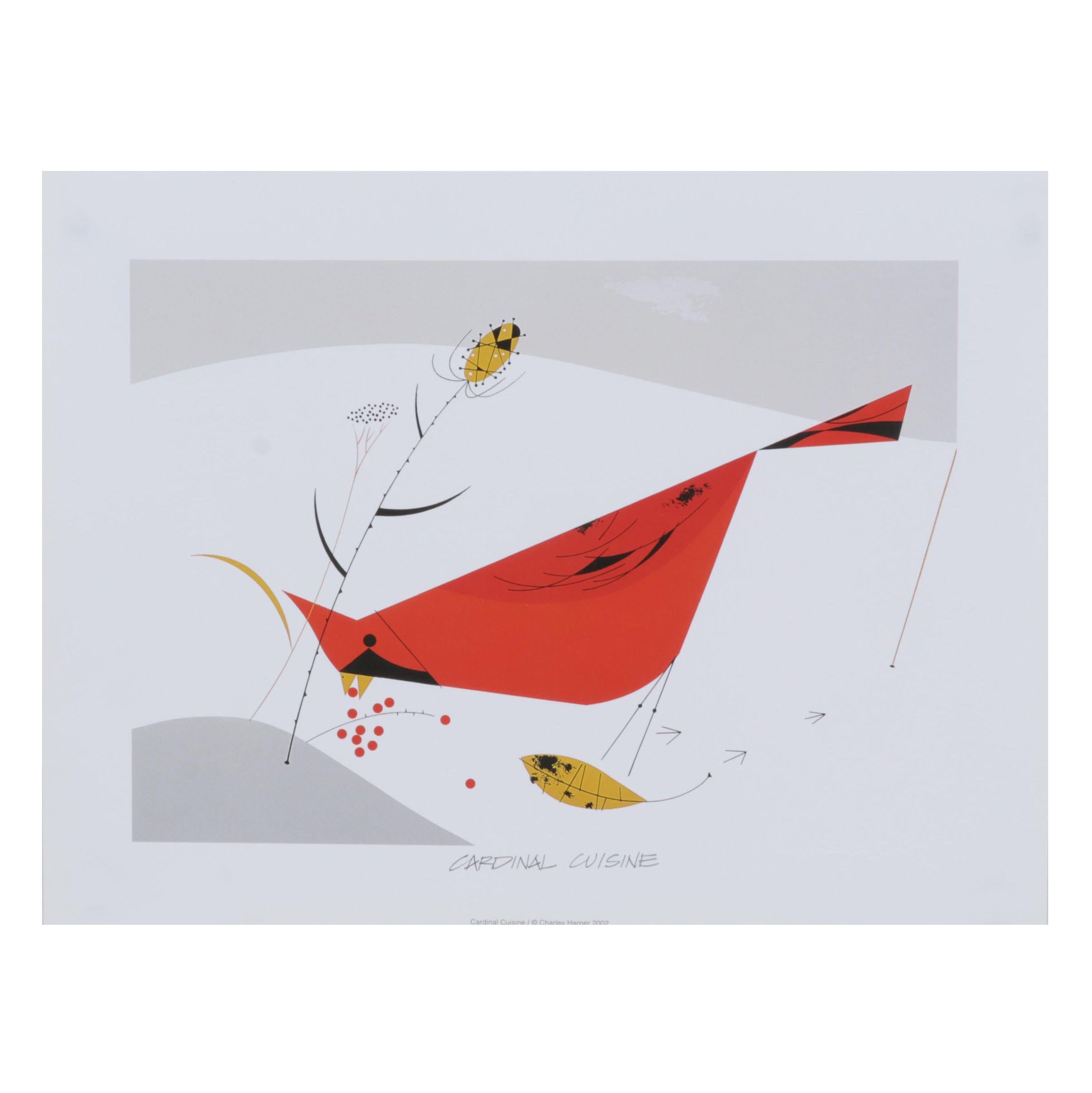 Offset Lithograph After Charley Harper "Cardinal Cuisine," circa 2002