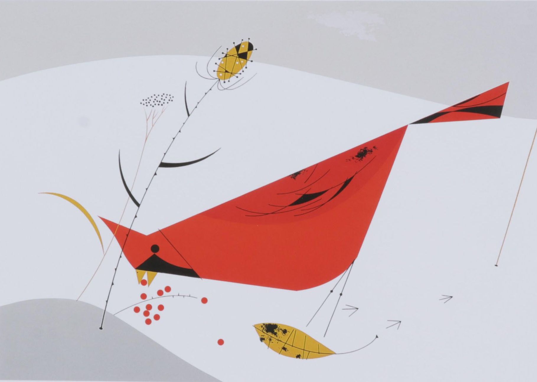 Offset Lithograph After Charley Harper "Cardinal Cuisine," circa 2002