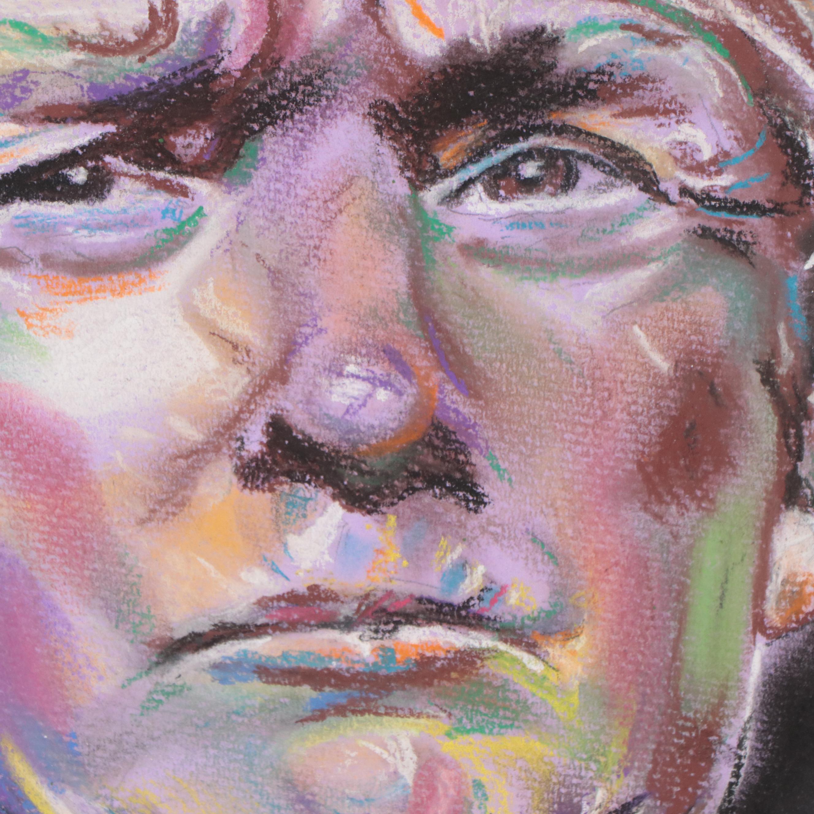 Pastel and Gouache Portrait of Donald Trump, 21st Century