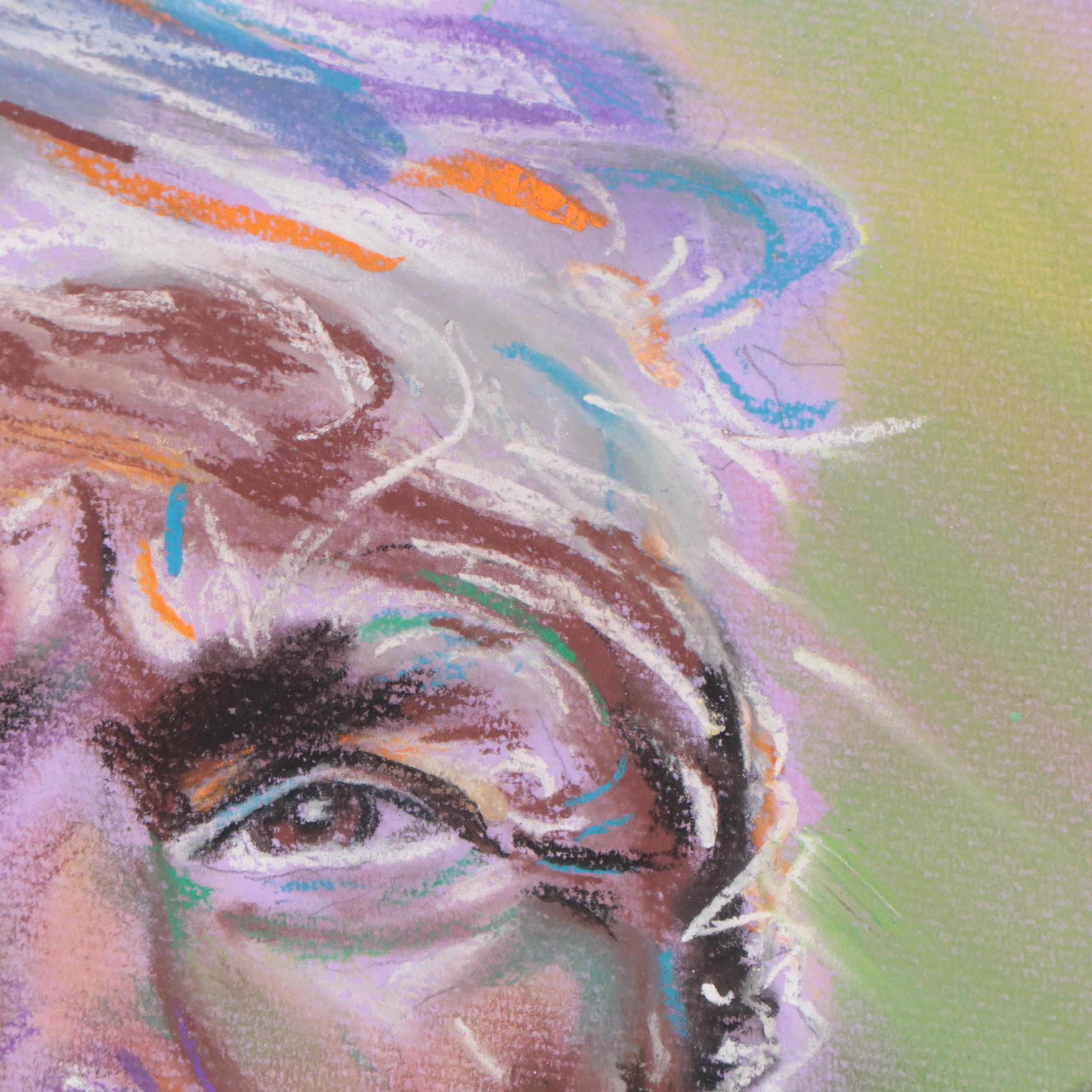 Pastel and Gouache Portrait of Donald Trump, 21st Century
