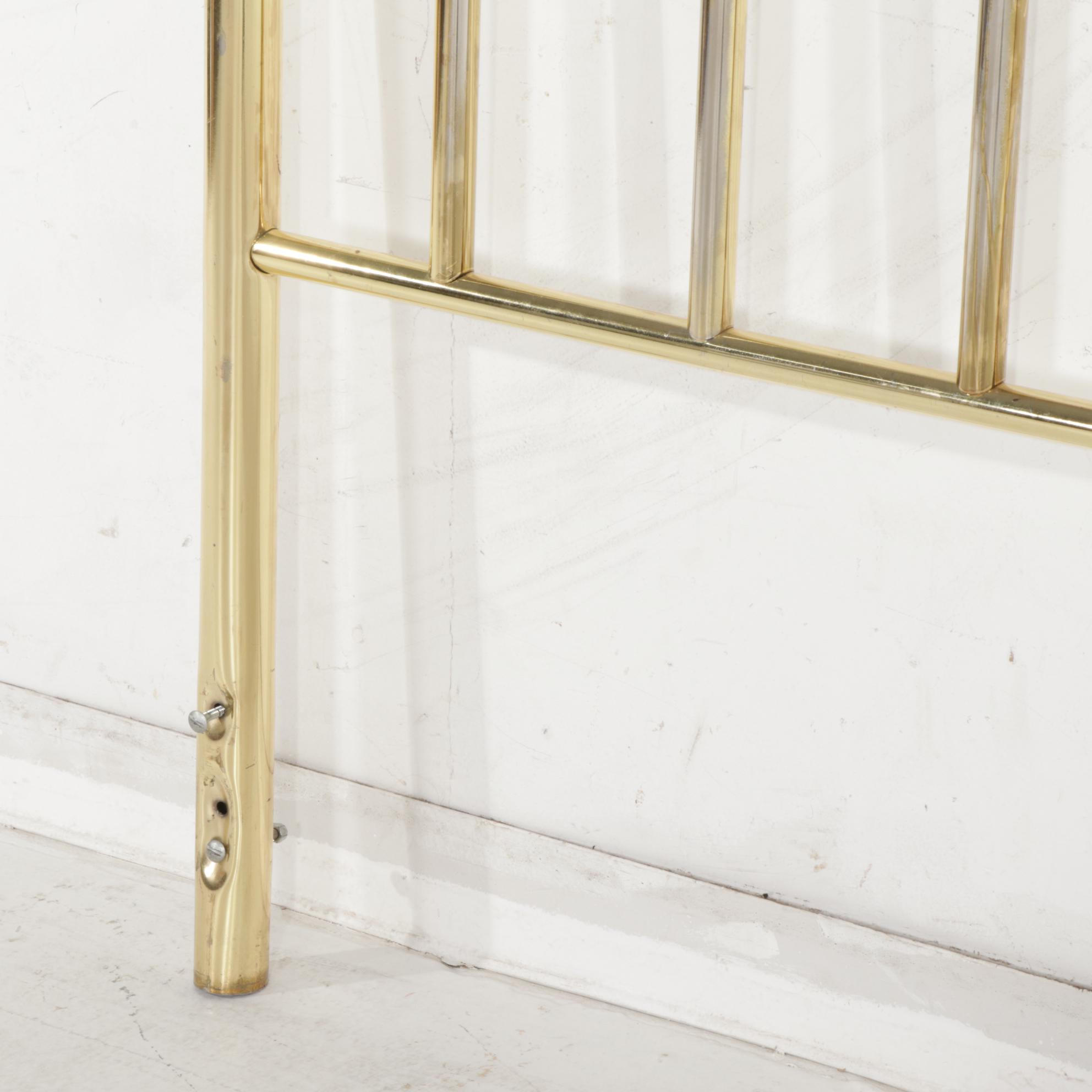 Tubular Brass-Tone Metal Full Size Headboard, Late 20th Century