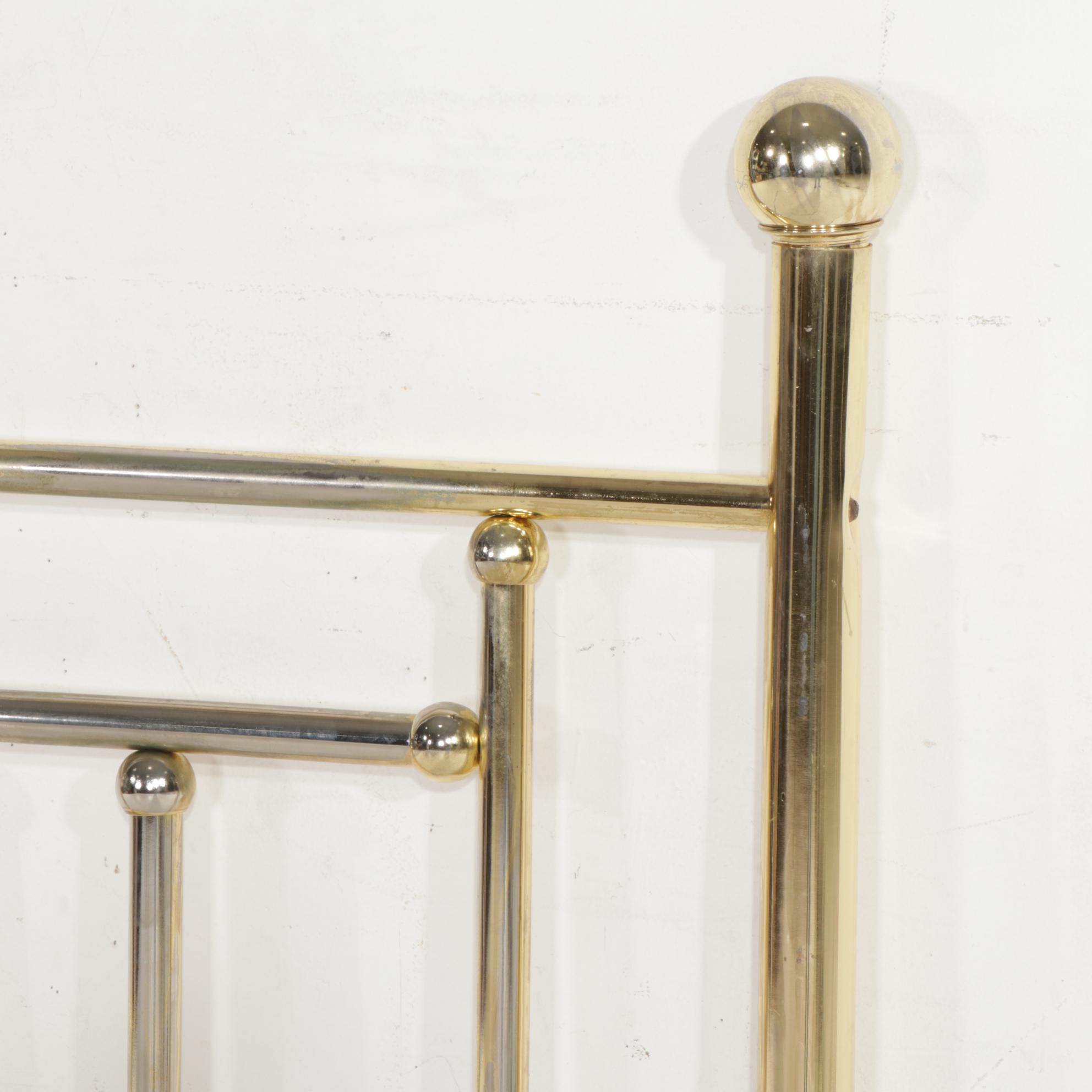 Tubular Brass-Tone Metal Full Size Headboard, Late 20th Century