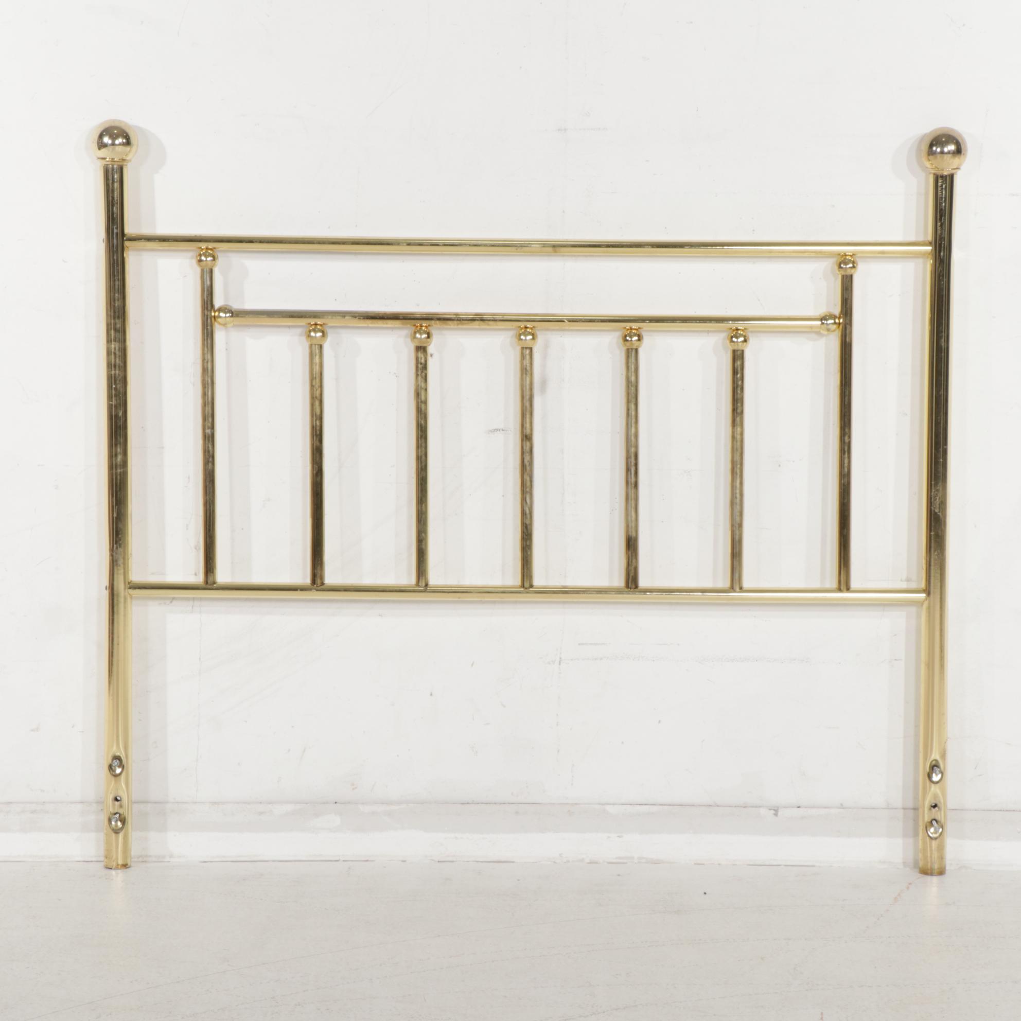 Tubular Brass-Tone Metal Full Size Headboard, Late 20th Century