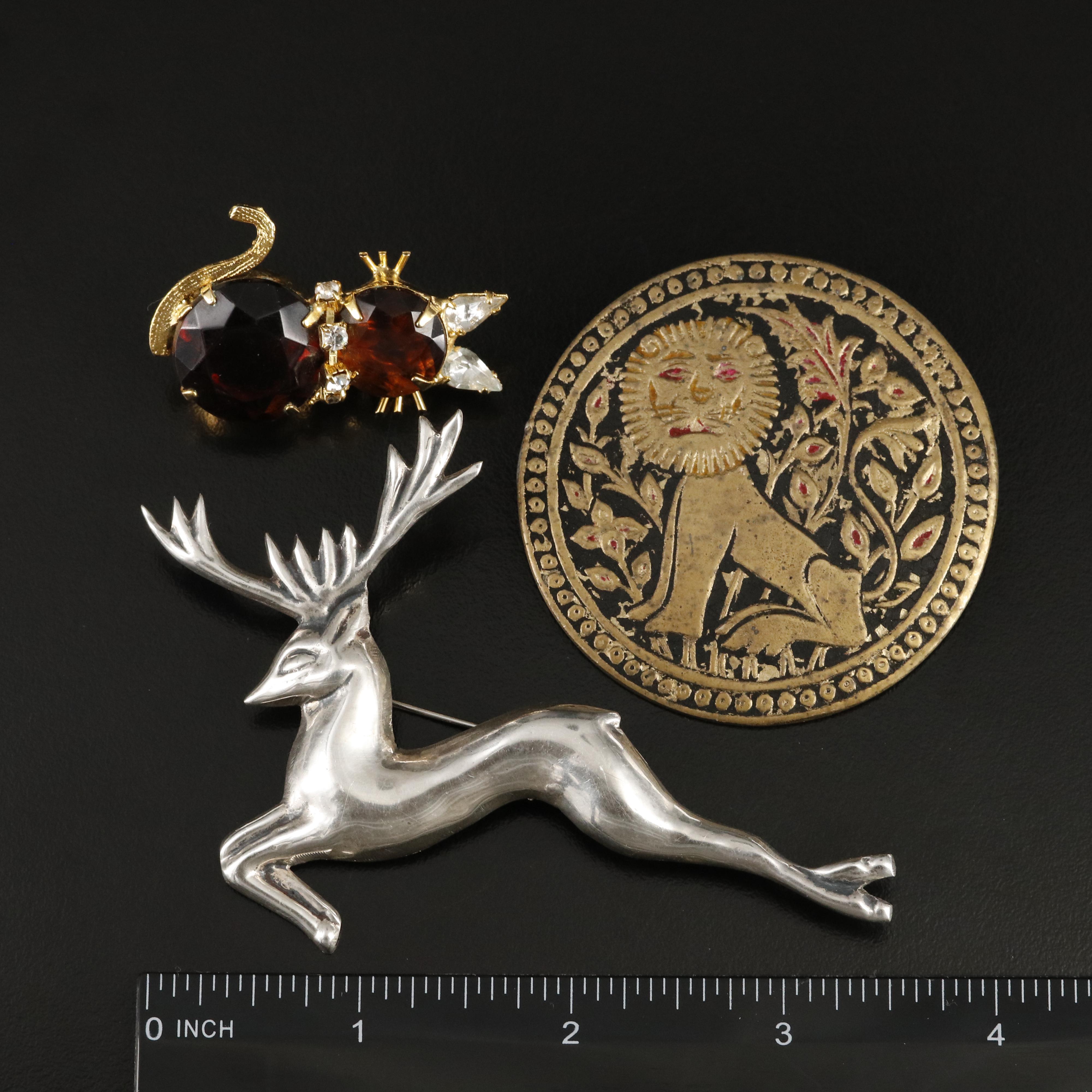 Vintage Animal Brooch Collection Including Sterling and Mother-of-Pearl