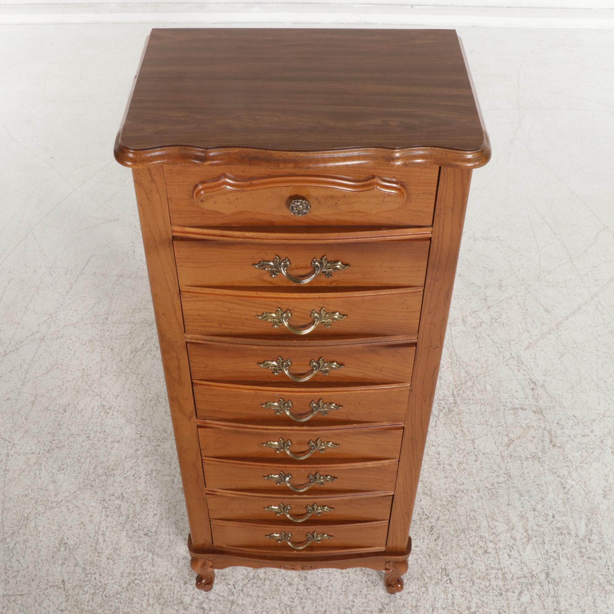 French Provincial Style Oak Laminate Five-Drawer Lingerie Chest, Late 20th C.