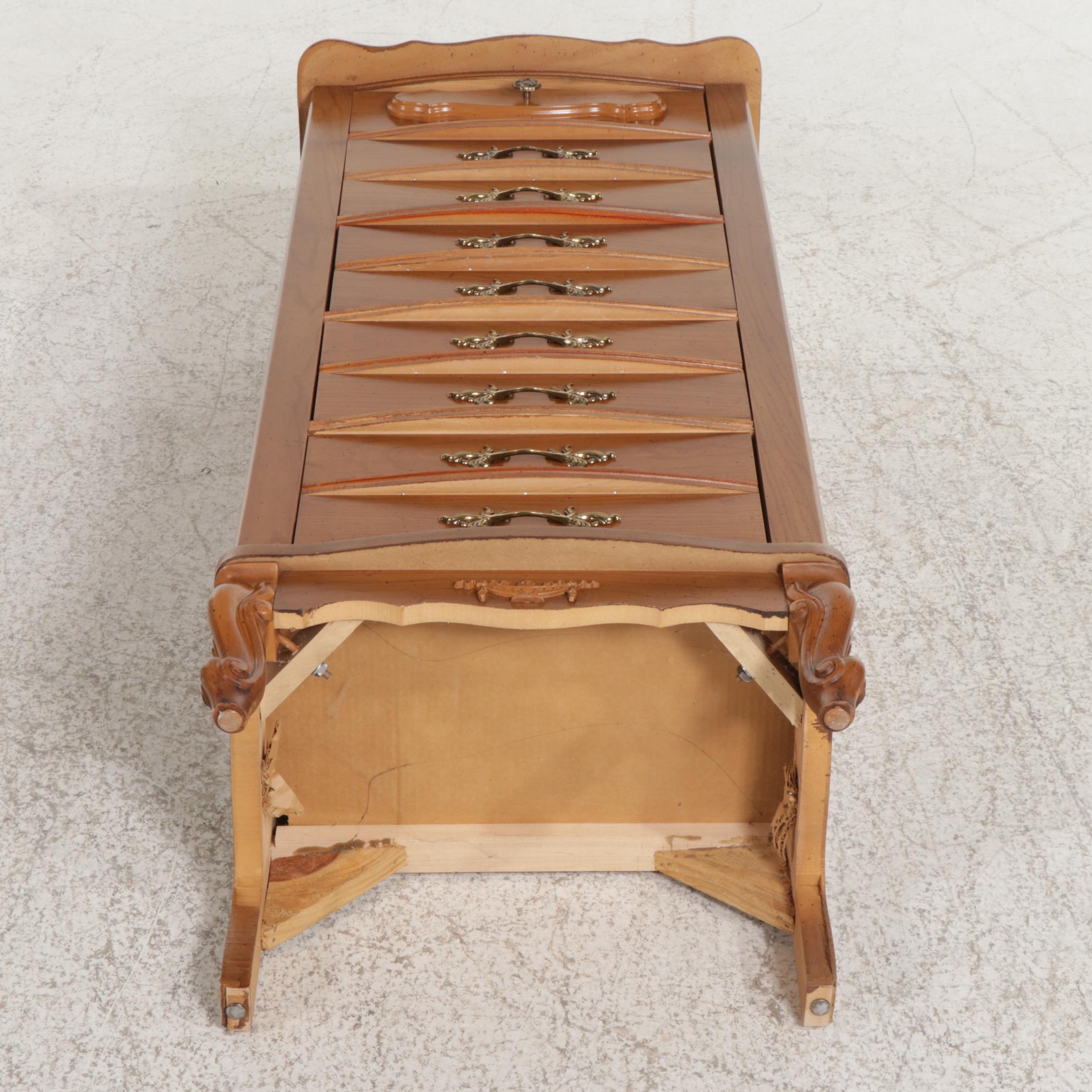 French Provincial Style Oak Laminate Five-Drawer Lingerie Chest, Late 20th C.