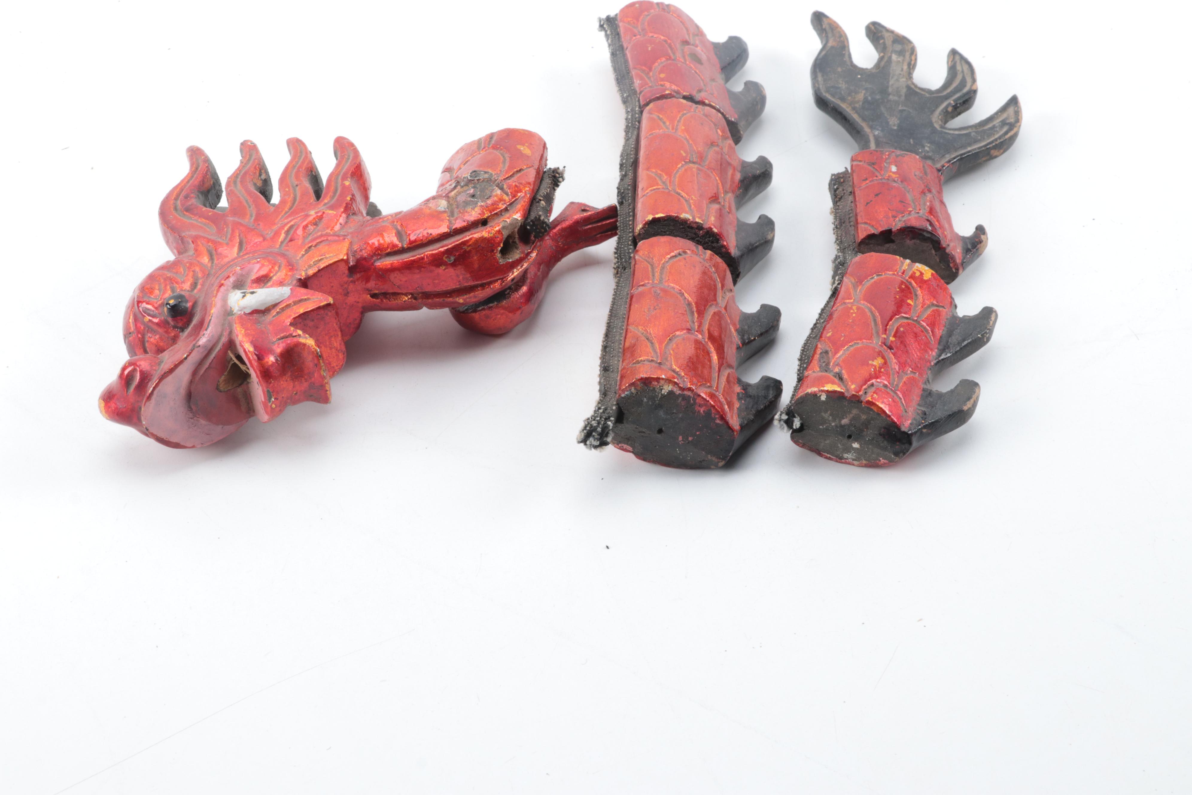 Vietnamese Carved Wood Dragon Water Puppet, Late 20th Century