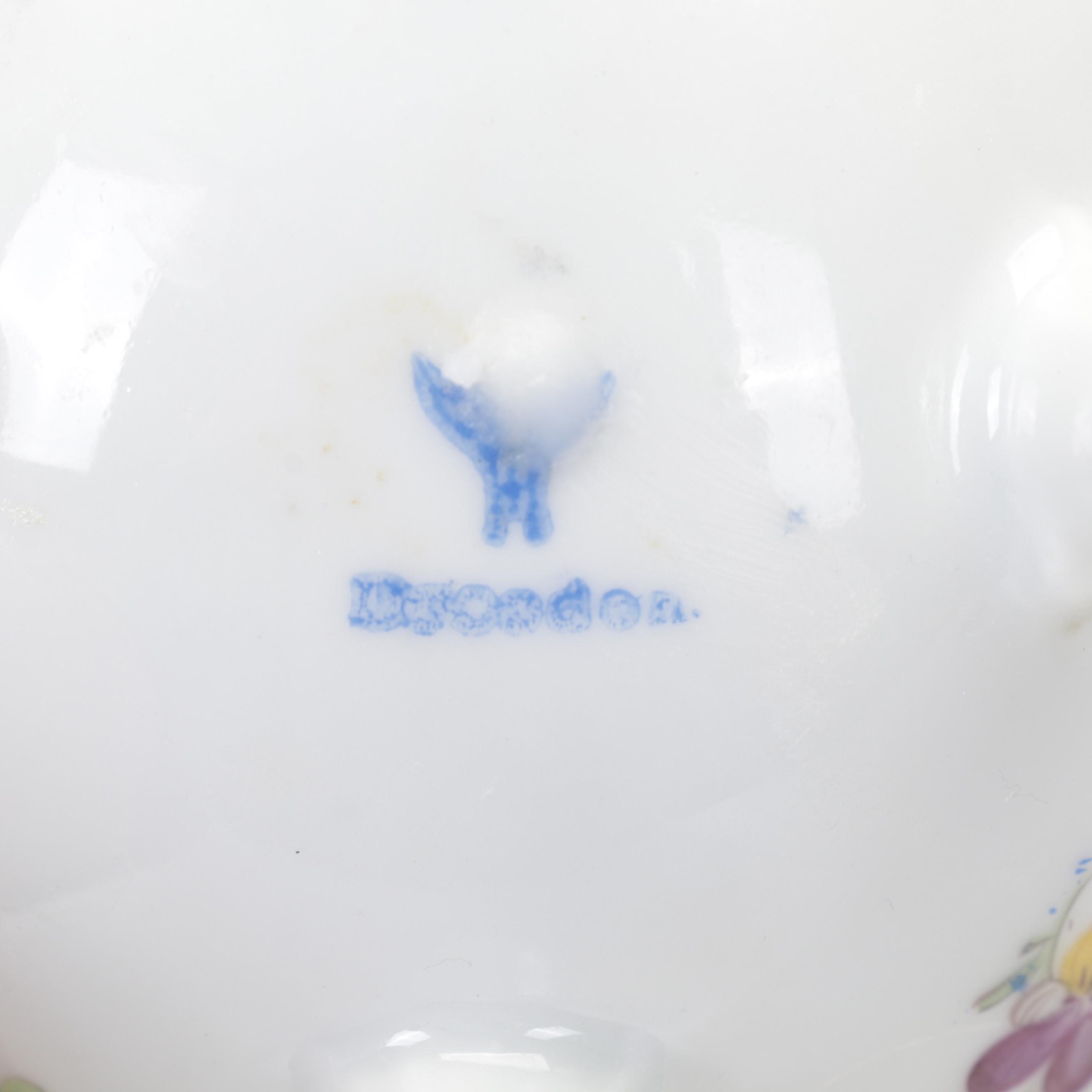 Dresden Porcelain Dish with Vanity Accessories and Stained Glass Hand Mirror