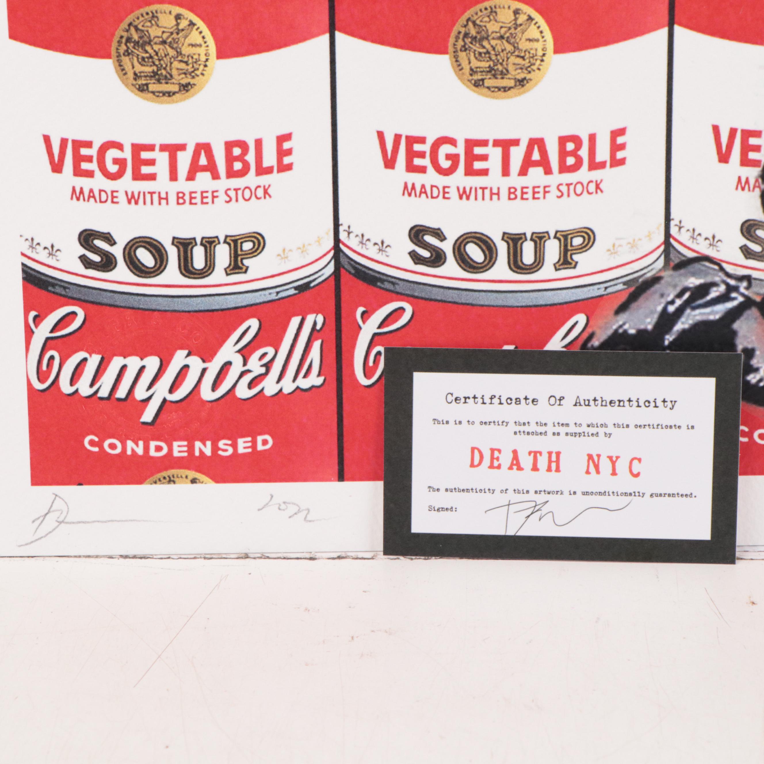 Death NYC Pop Art Graphic Prints of Banksy Campbell's Soup, 2022