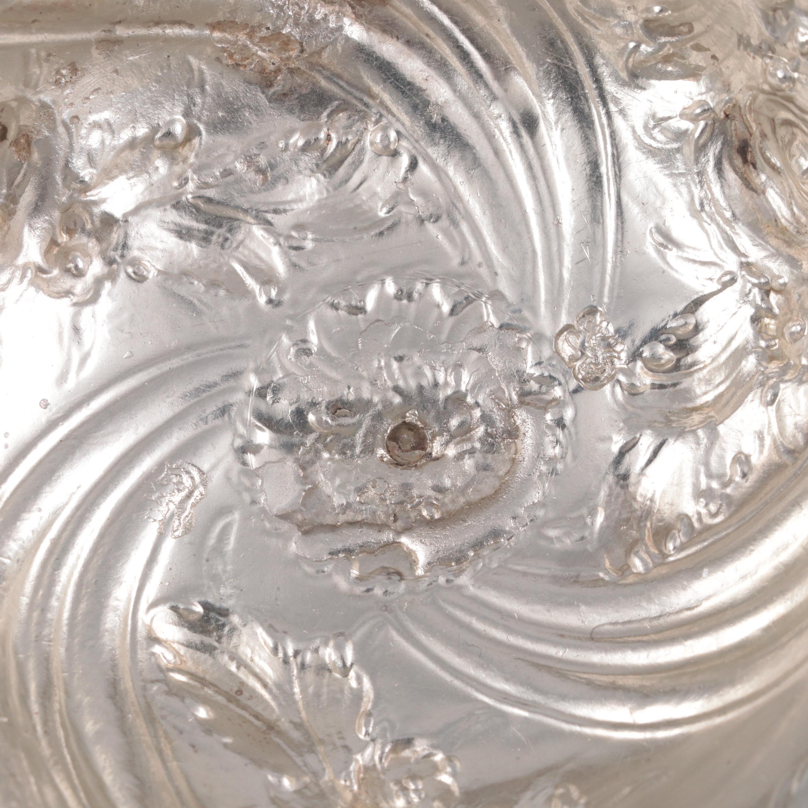 French Rococo Style Sterling Silver and Engraved Glass Vanity Jar, Late 19th C.