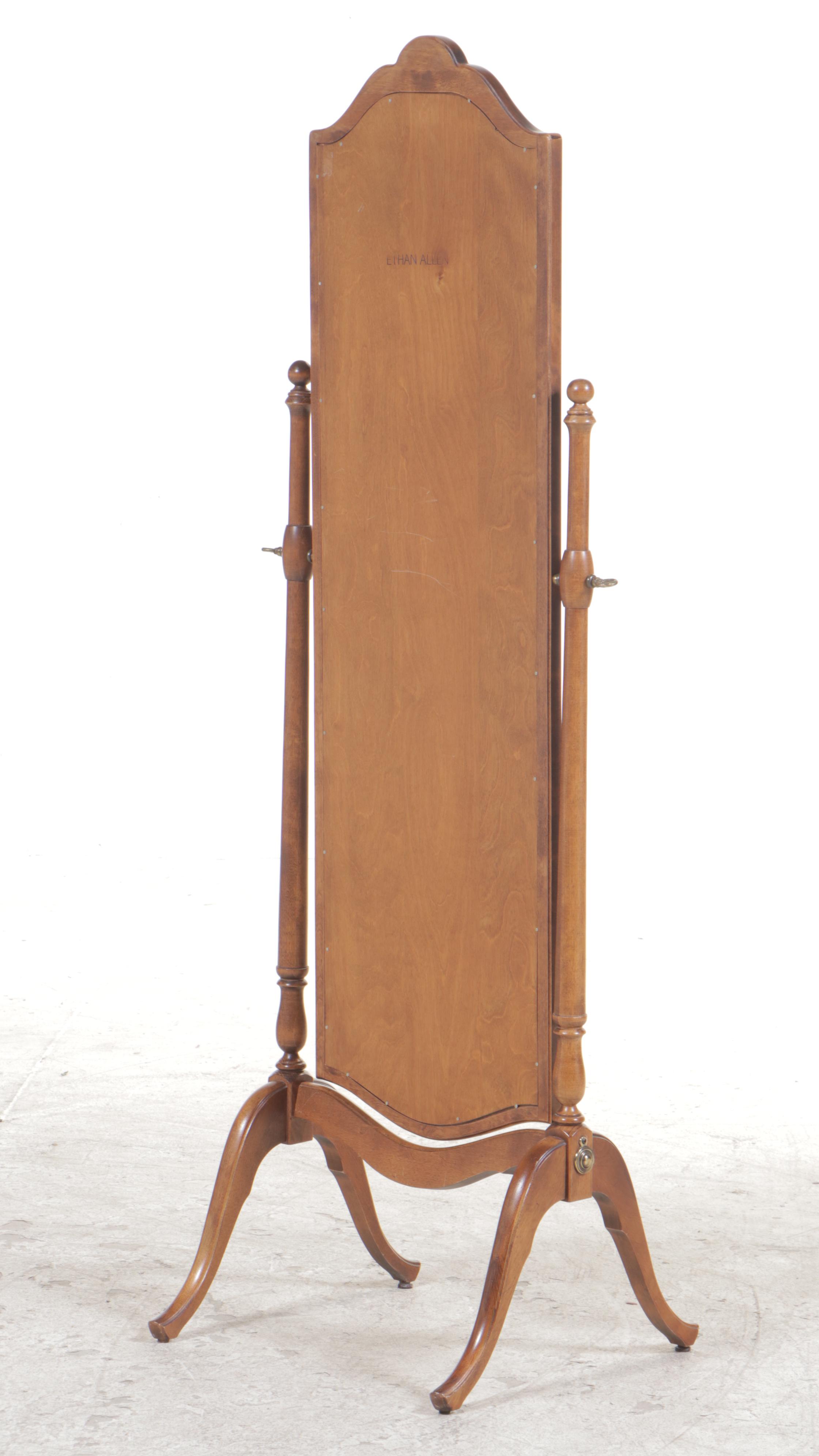 Ethan Allen French Provincial Style Maple Cheval Mirror, Late 20th Century