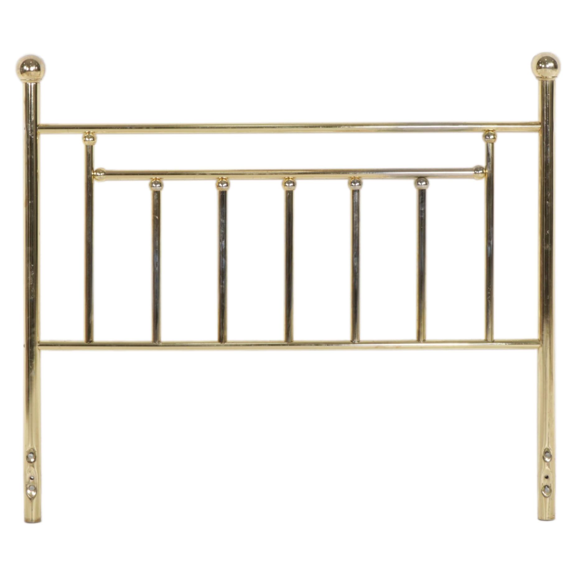 Tubular Brass-Tone Metal Full Size Headboard, Late 20th Century