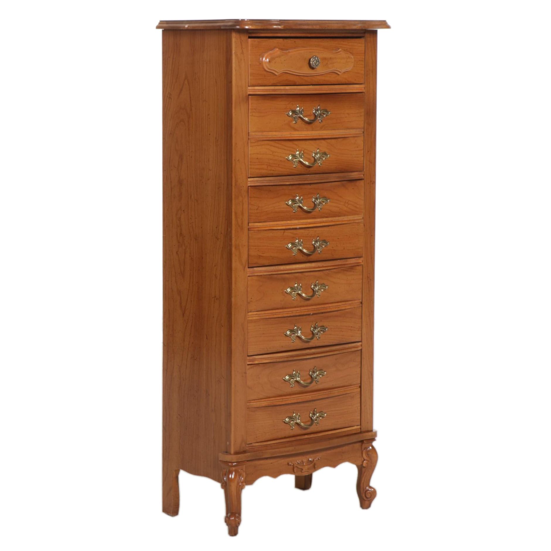 French Provincial Style Oak Laminate Five-Drawer Lingerie Chest, Late 20th C.