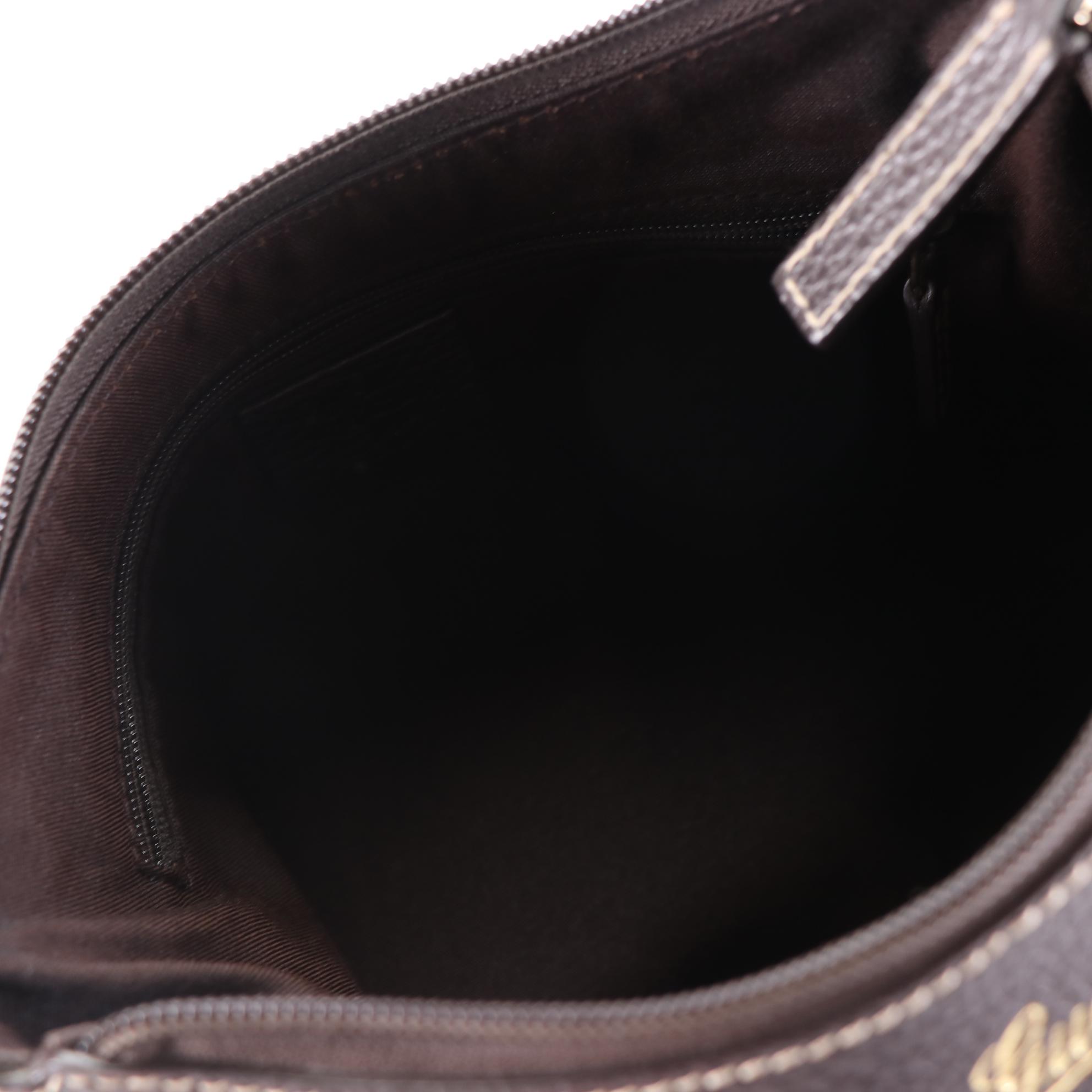 Gucci Abbey Shoulder Bag in GG Crystal Canvas and Grain Leather