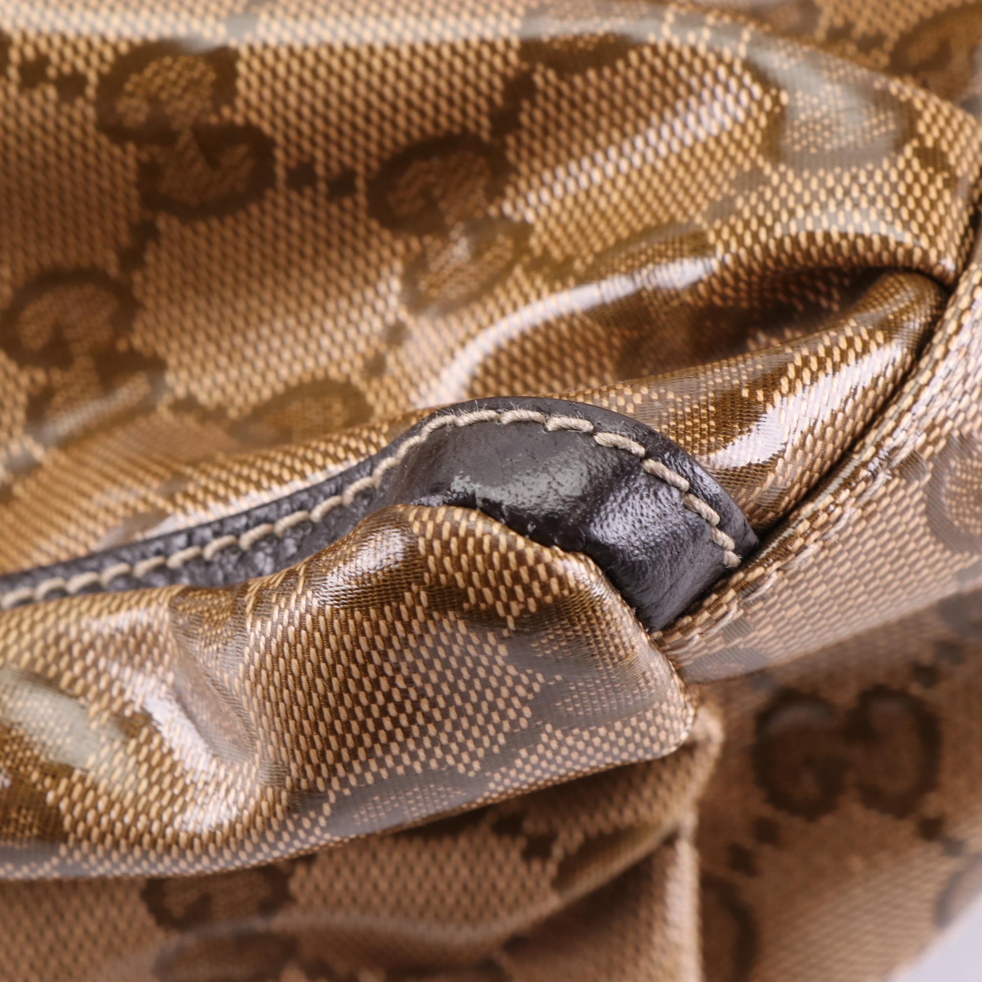 Gucci Abbey Shoulder Bag in GG Crystal Canvas and Grain Leather