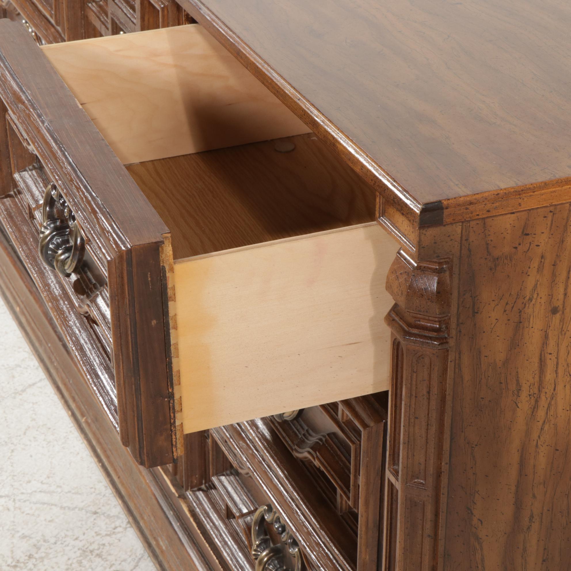 Spanish Baroque Style Dresser, Chest and Nightstand, Late 20th Century
