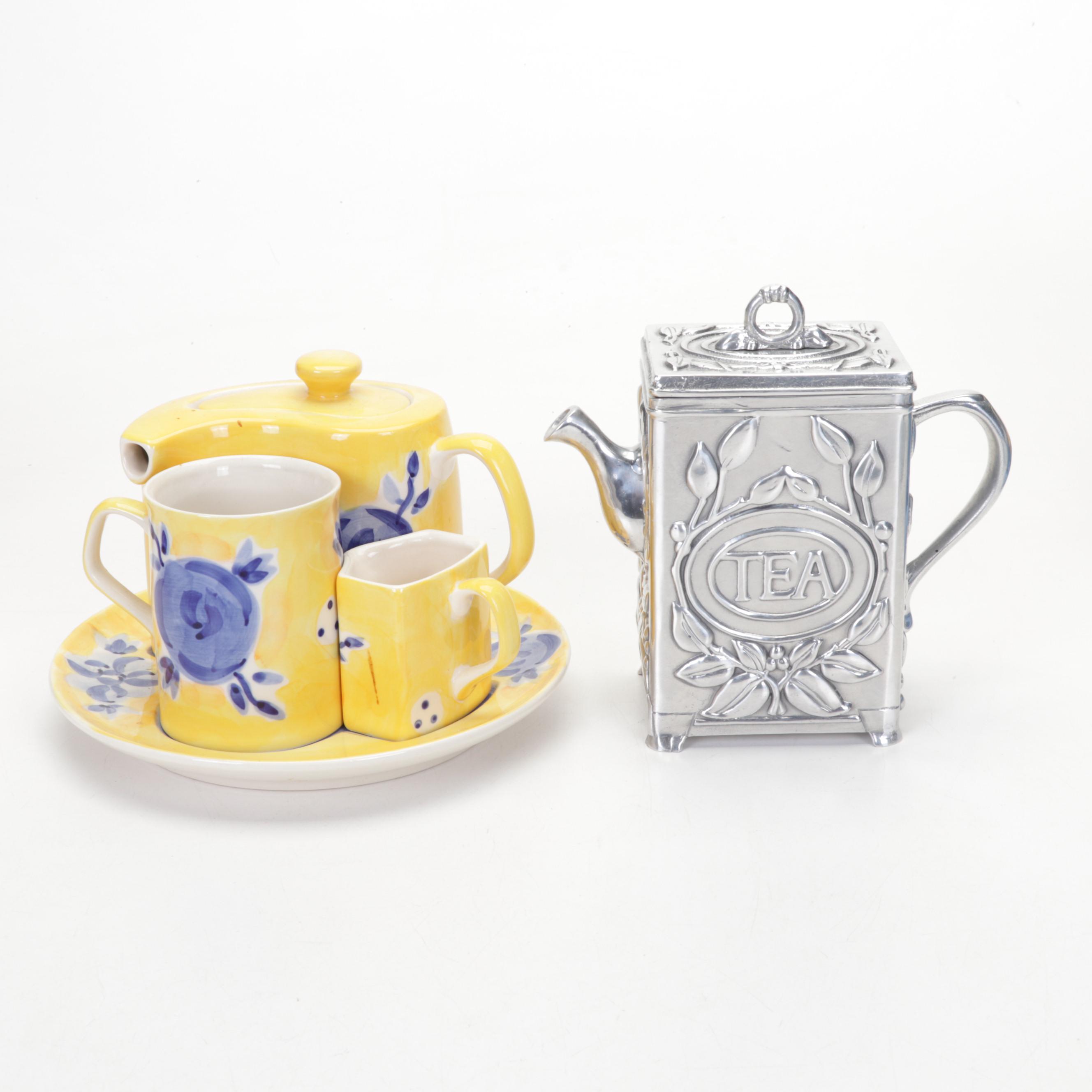Arthur Court Tea Caddy with Portuguese Faïence and Other Tableware