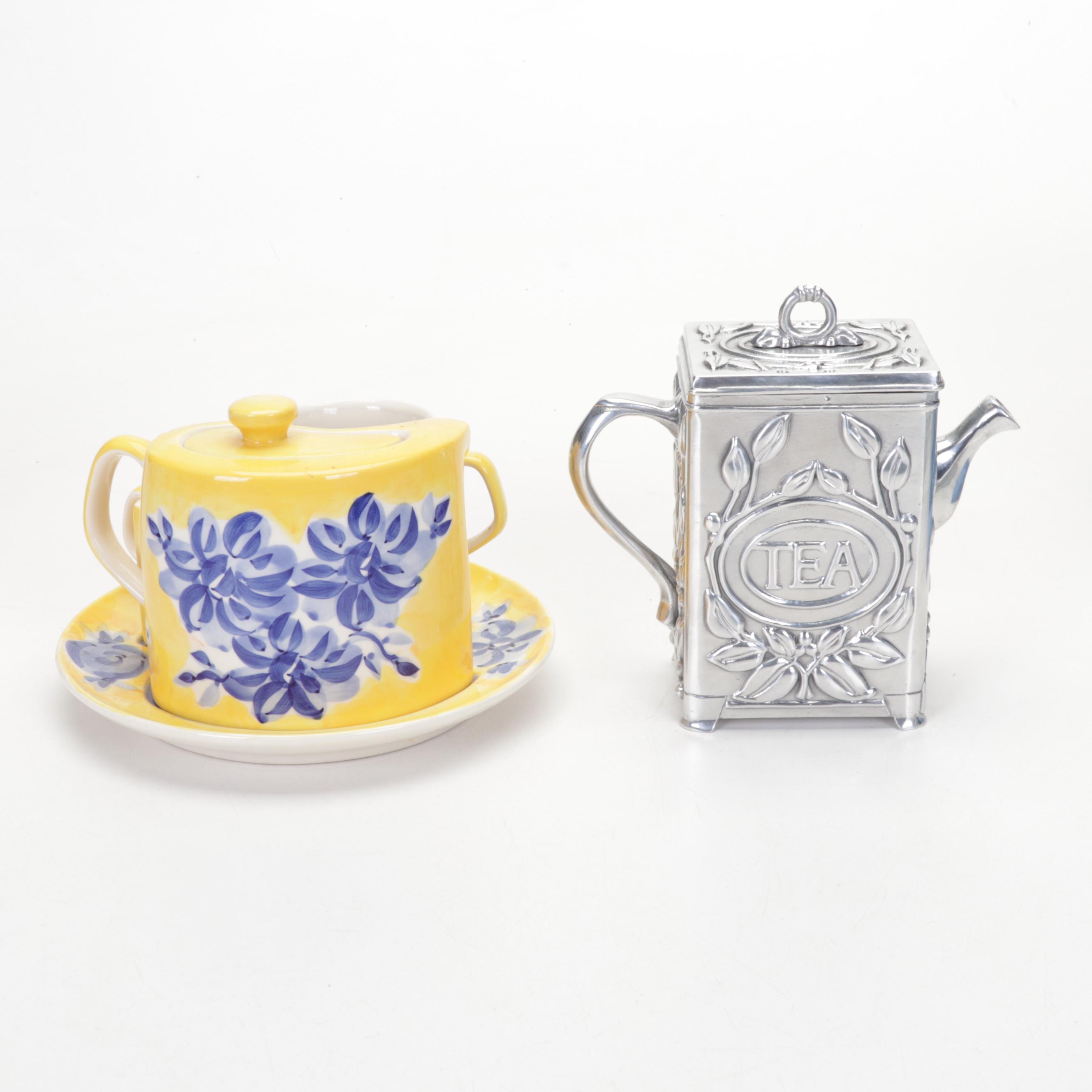 Arthur Court Tea Caddy with Portuguese Faïence and Other Tableware