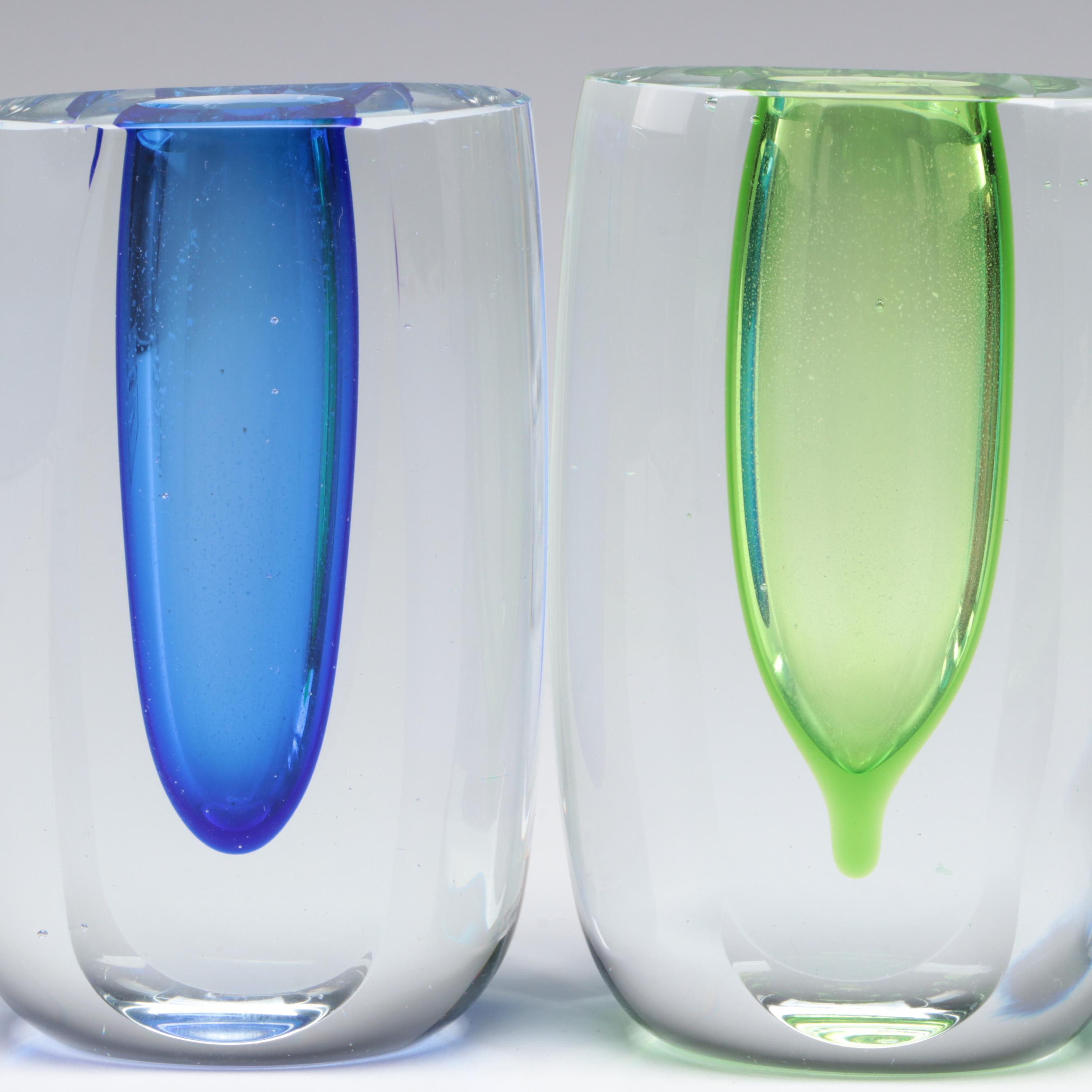 Fifth Avenue Crystal Sommerso Bud Vases