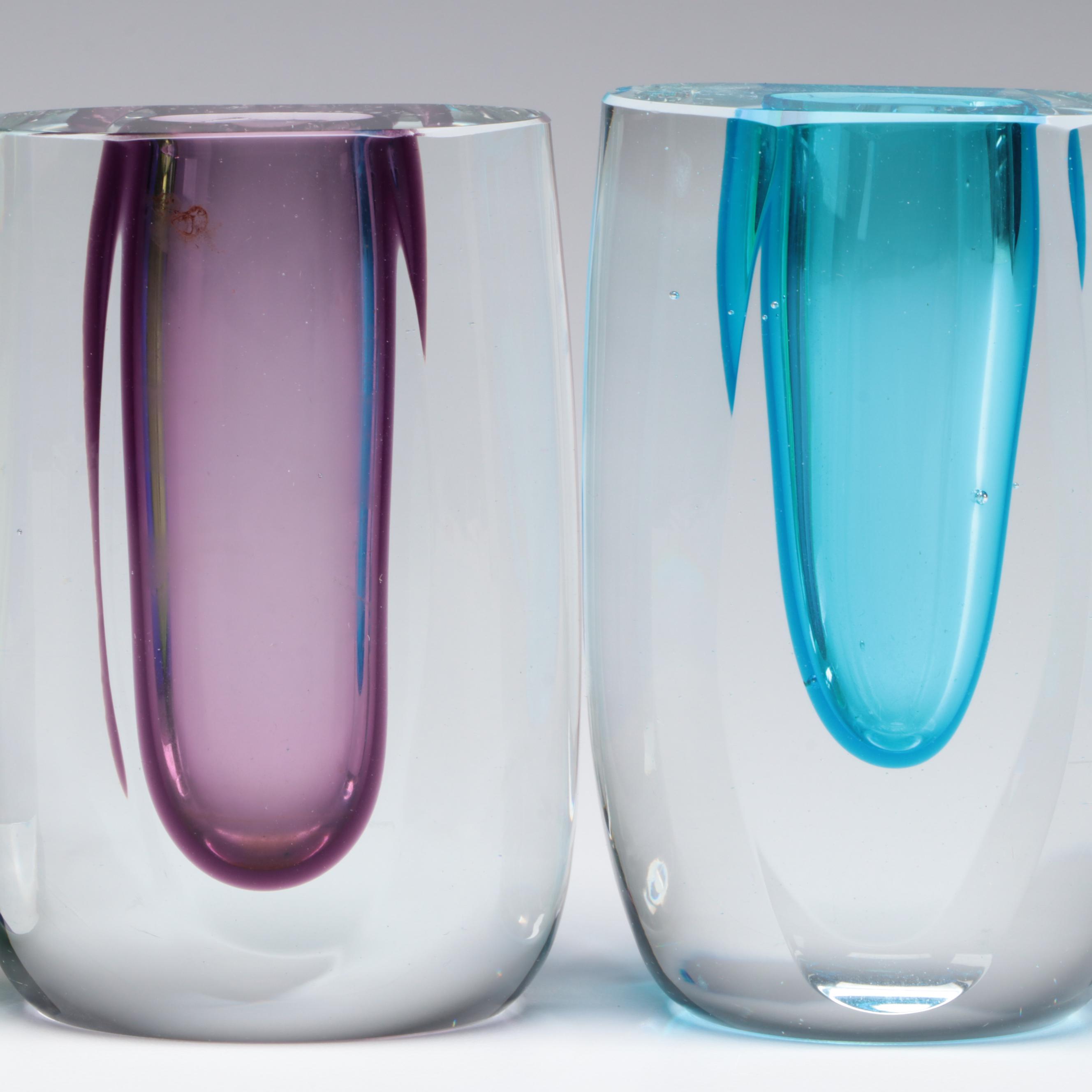 Fifth Avenue Crystal Sommerso Bud Vases