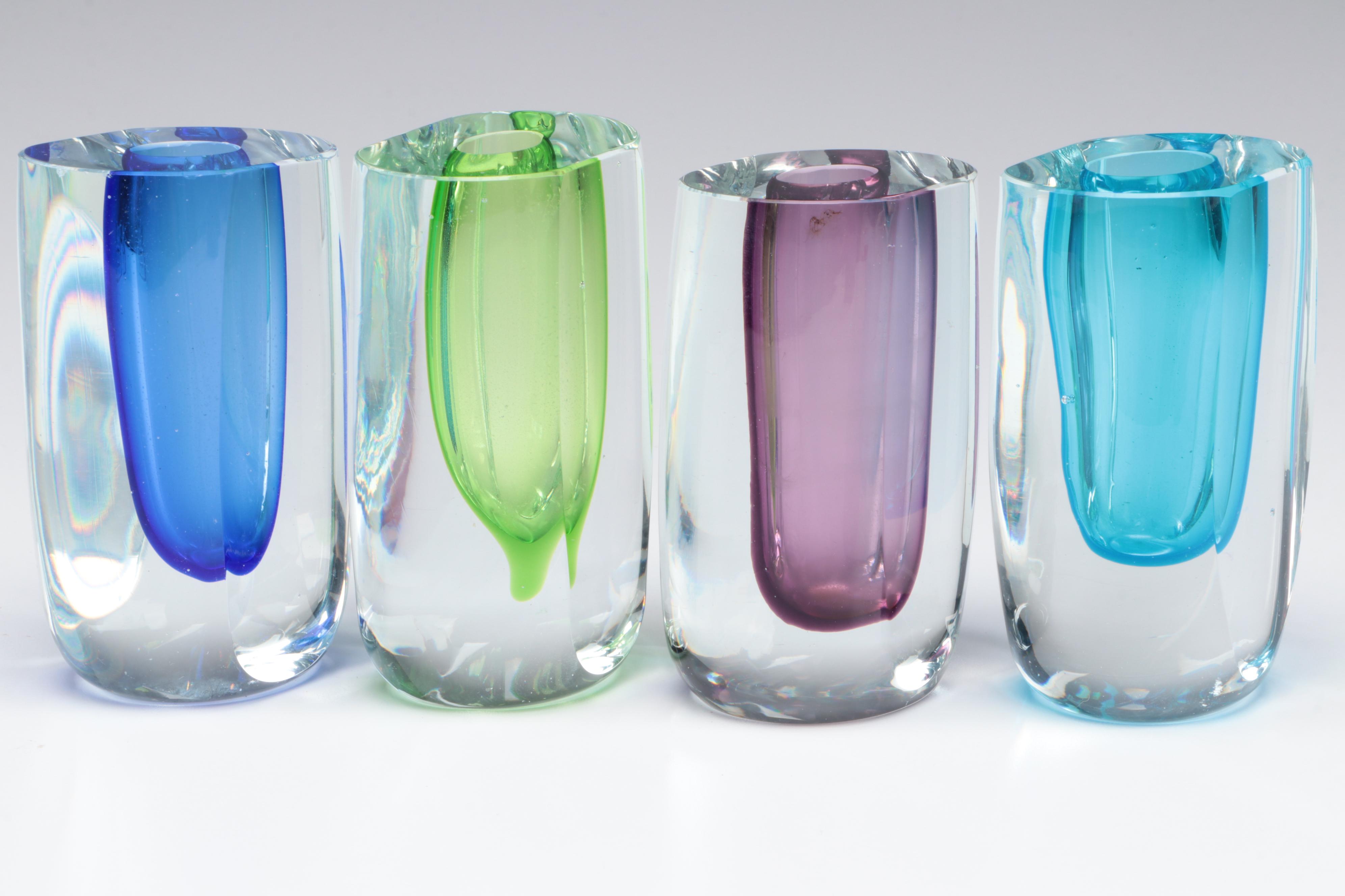 Fifth Avenue Crystal Sommerso Bud Vases