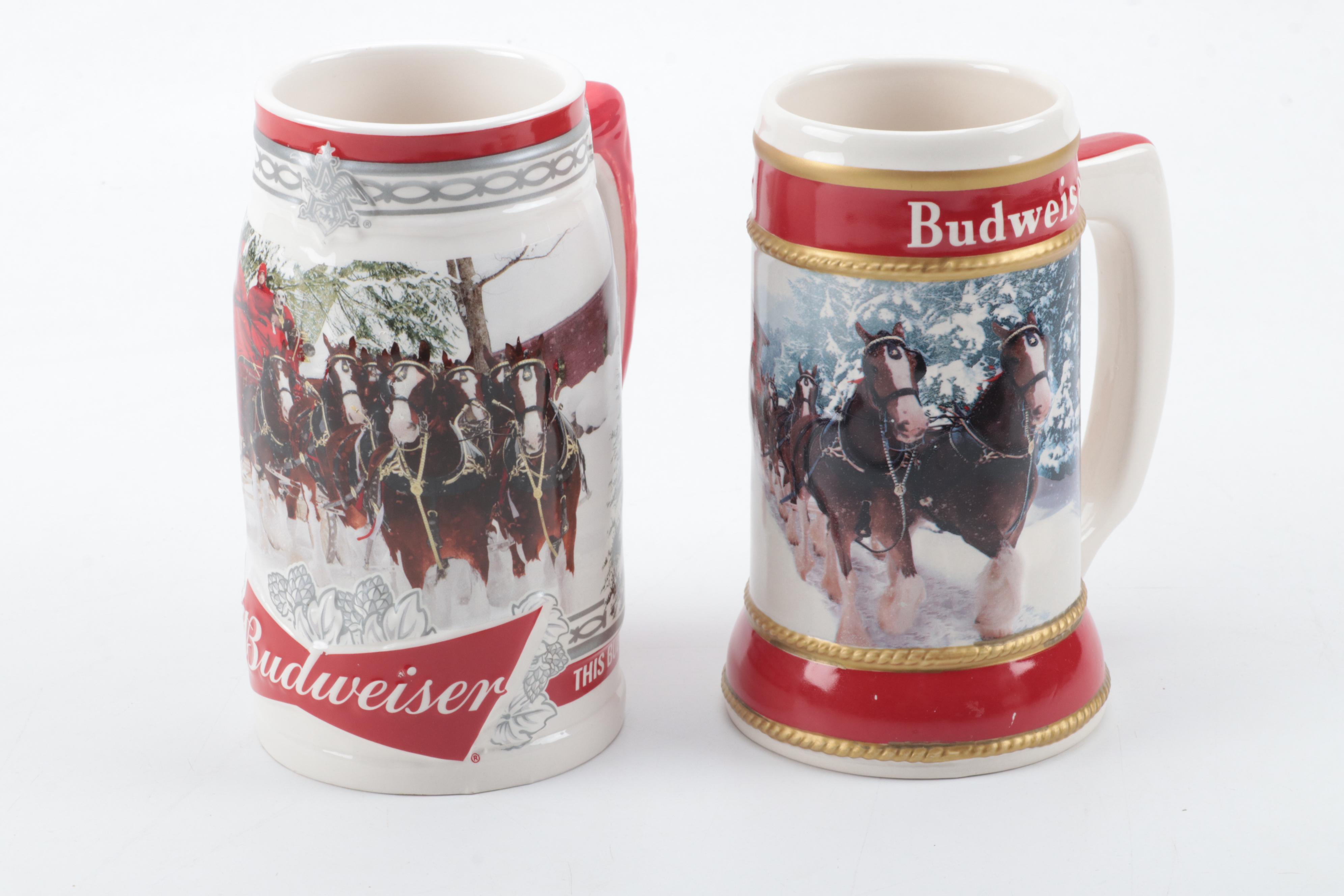 Anheuser-Busch Budweiser Holiday Ceramic Beer Steins