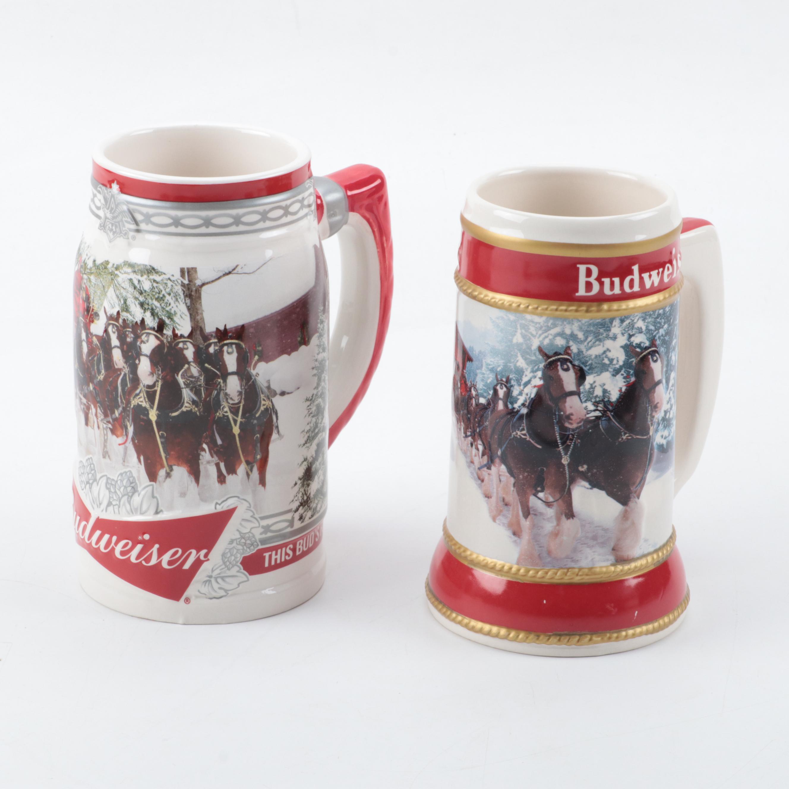 Anheuser-Busch Budweiser Holiday Ceramic Beer Steins