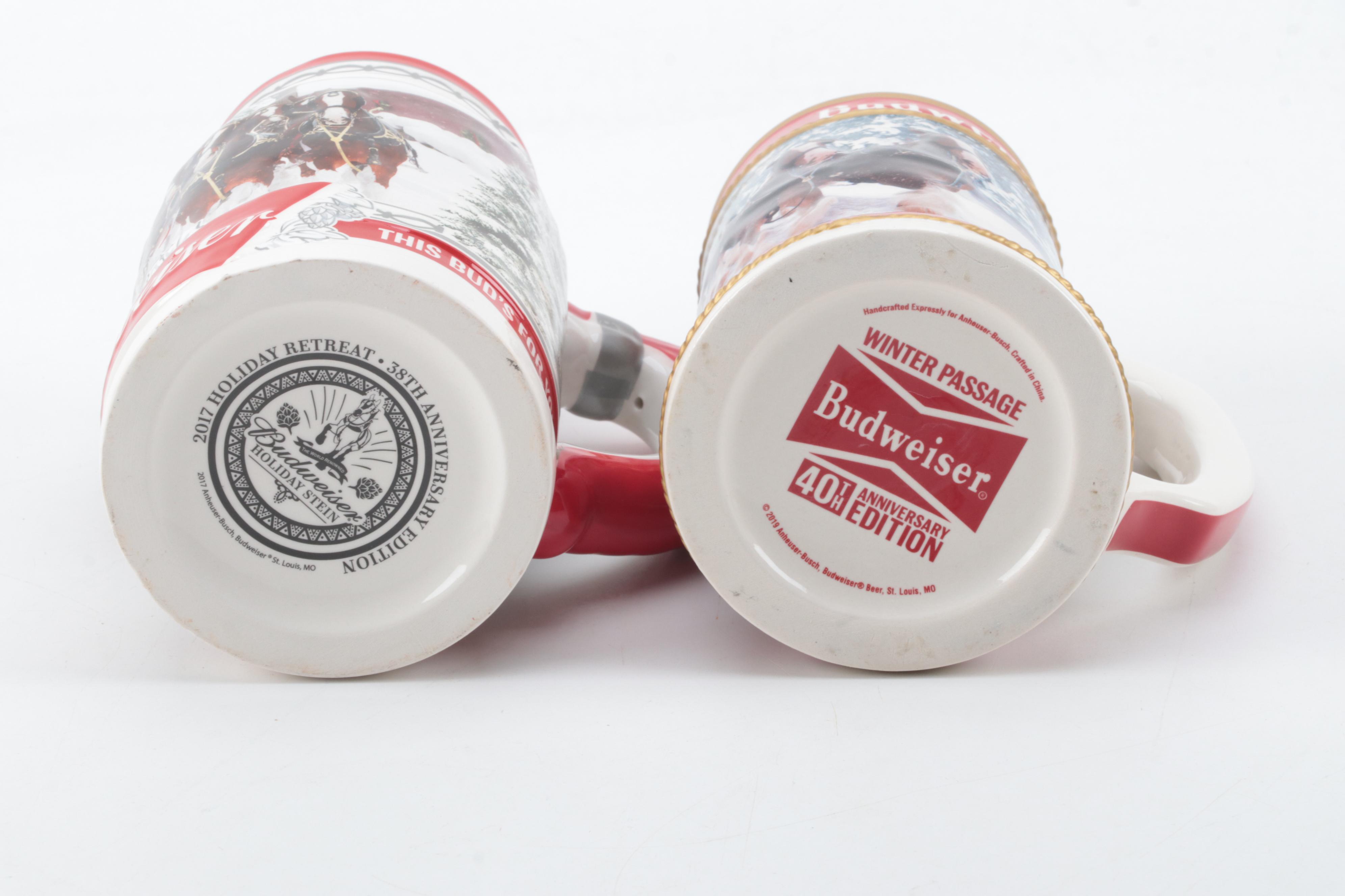 Anheuser-Busch Budweiser Holiday Ceramic Beer Steins