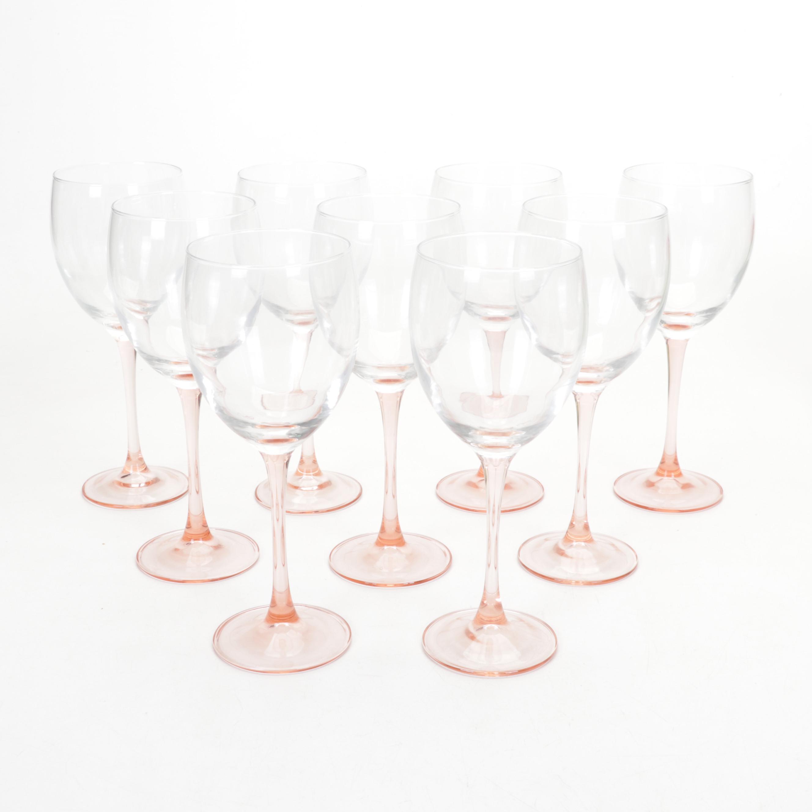 Blush Pink and Emerald Green Wine Glasses With Ceramic Watermelon Salad Set