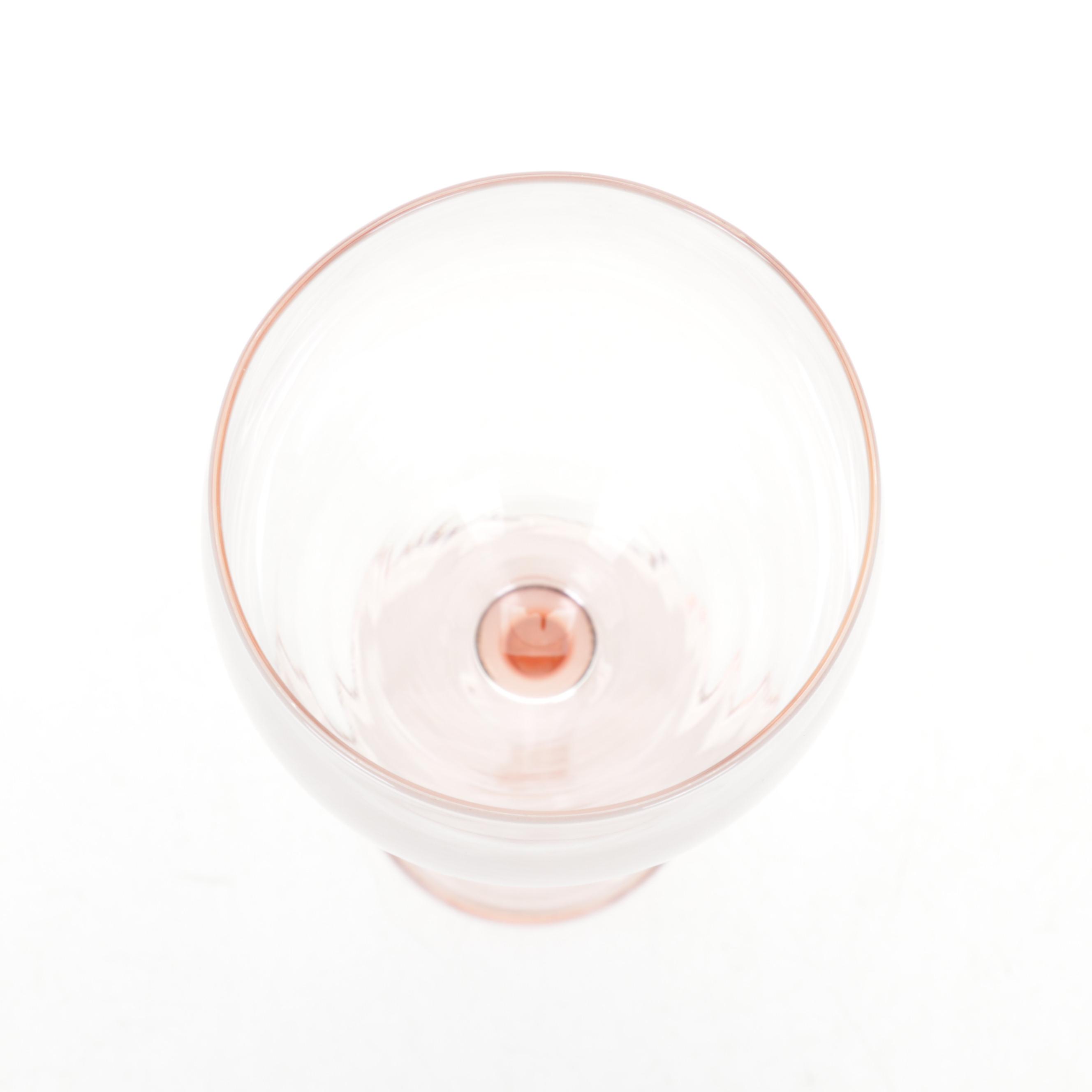 Blush Pink and Emerald Green Wine Glasses With Ceramic Watermelon Salad Set