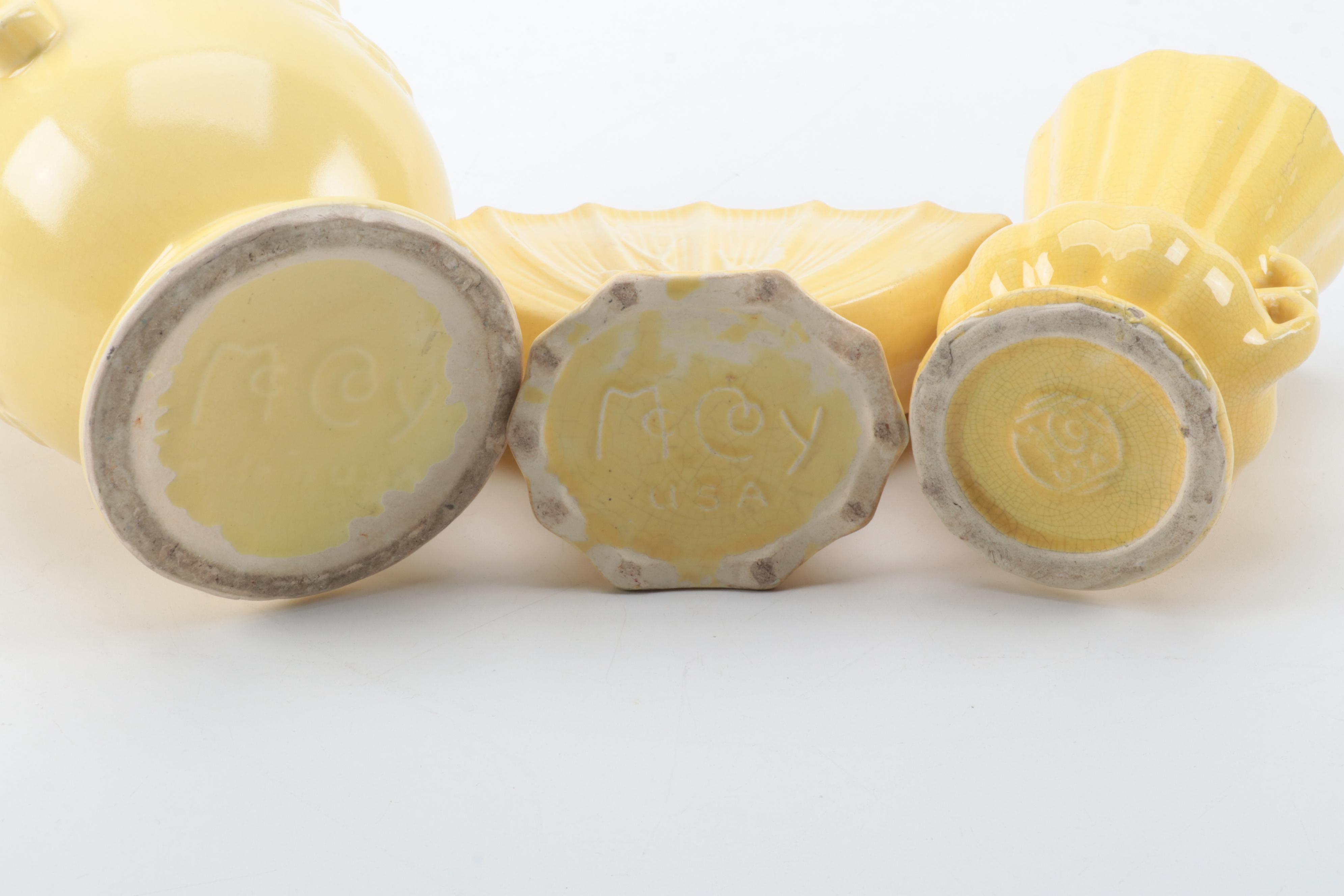 McCoy Pottery Yellow Glazed Ceramic Vases, Mid-20th Century