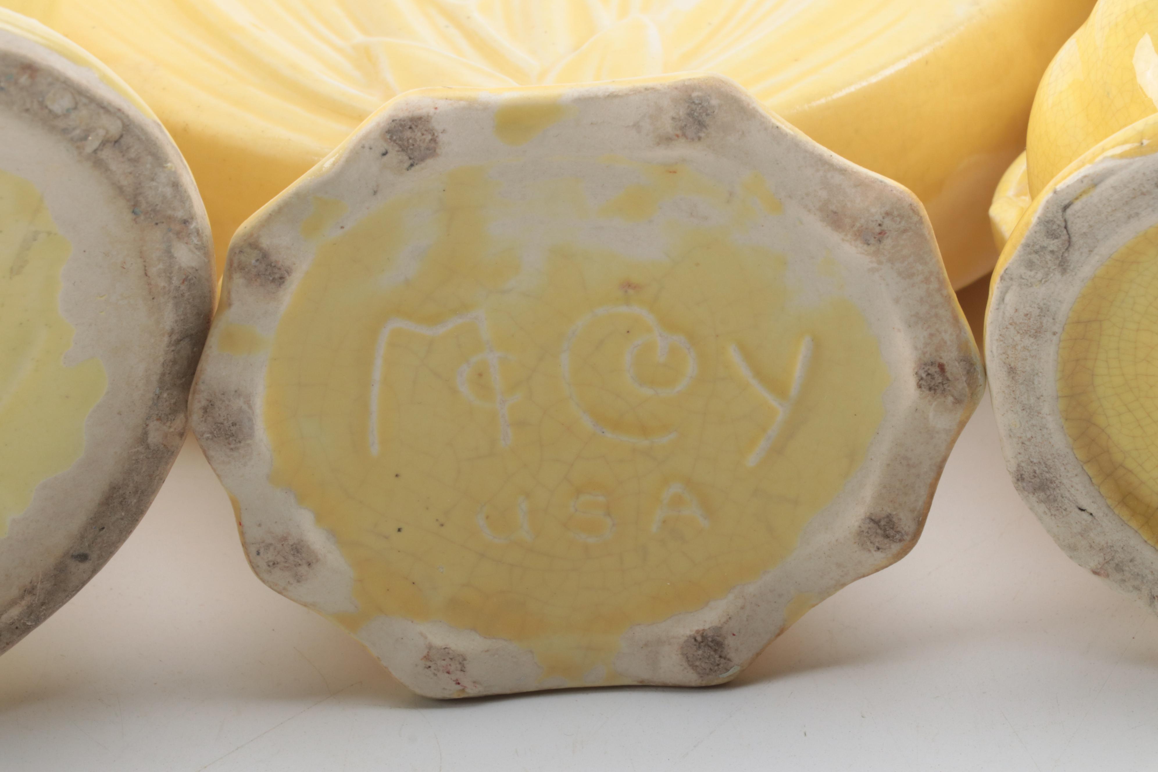 McCoy Pottery Yellow Glazed Ceramic Vases, Mid-20th Century