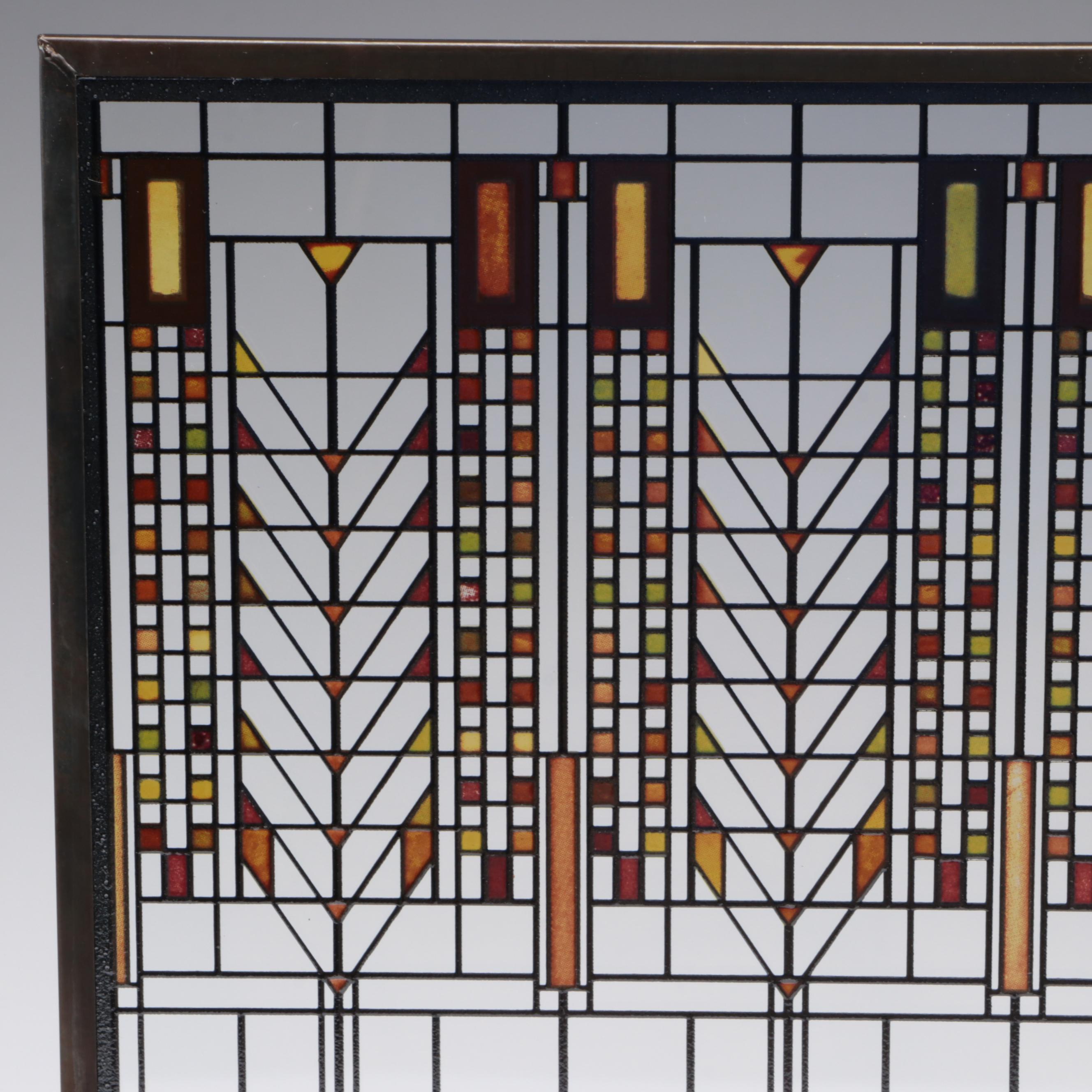 Frank Lloyd Wright Foundation "Tree of Life" Replica Glass Panel and Stand
