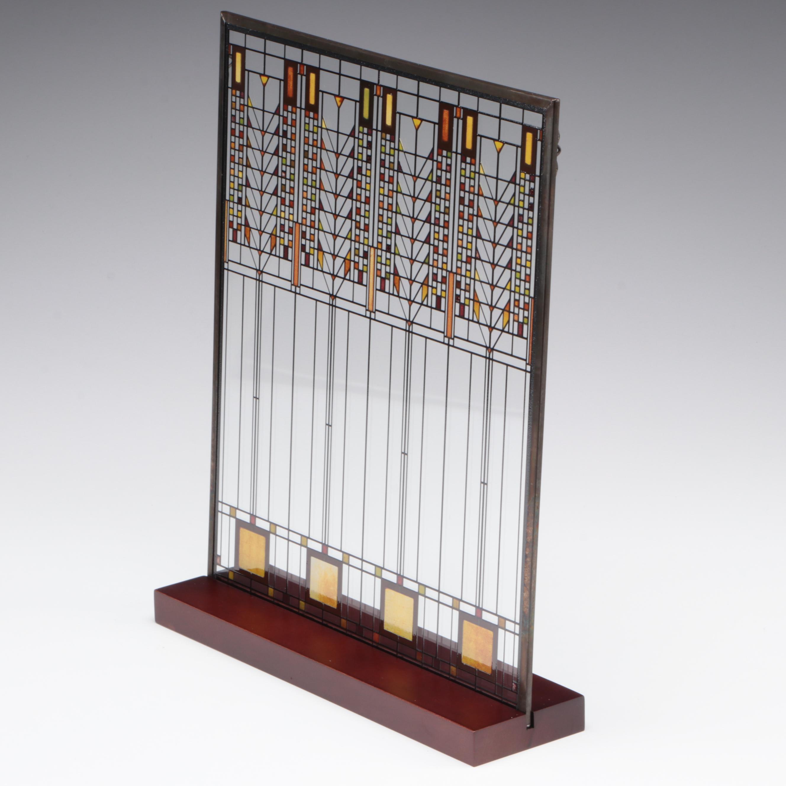 Frank Lloyd Wright Foundation "Tree of Life" Replica Glass Panel and Stand