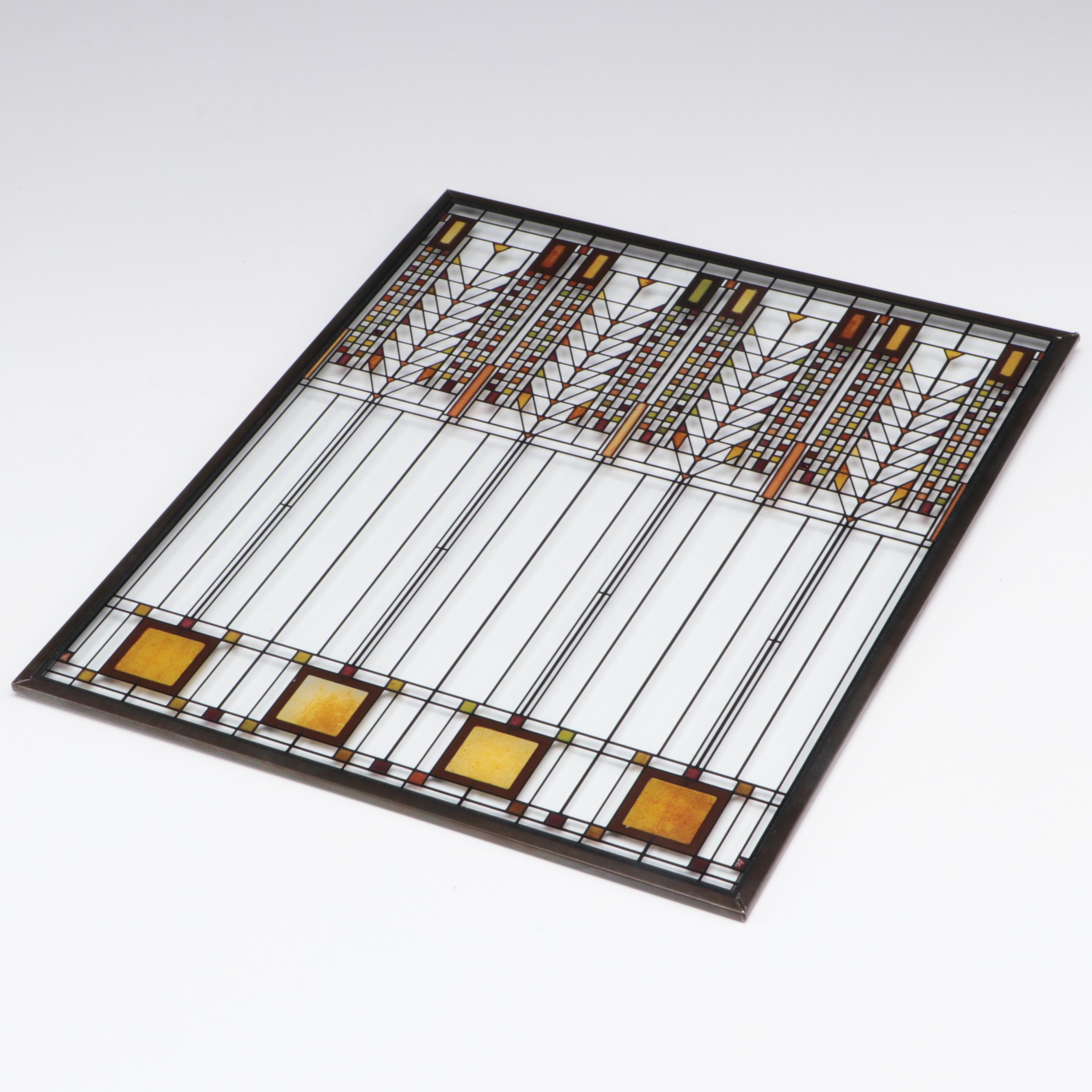 Frank Lloyd Wright Foundation "Tree of Life" Replica Glass Panel and Stand