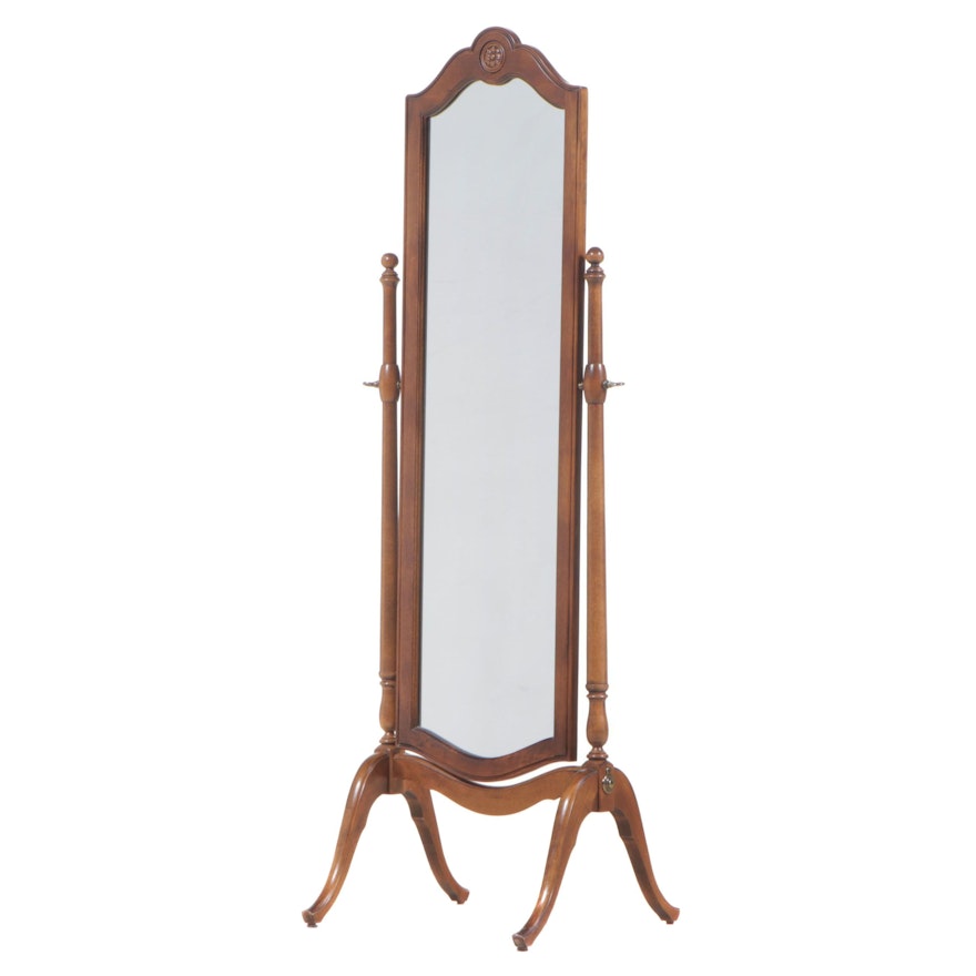 Ethan Allen French Provincial Style Maple Cheval Mirror, Late 20th Century
