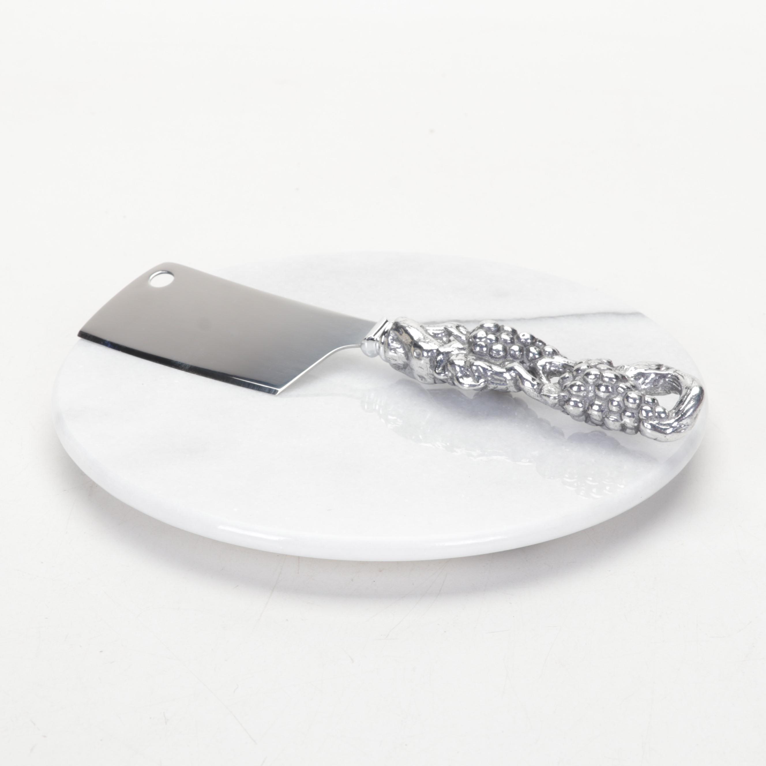 Arthur Court Marble Cheese Set and Cracker Tray with Other Tableware