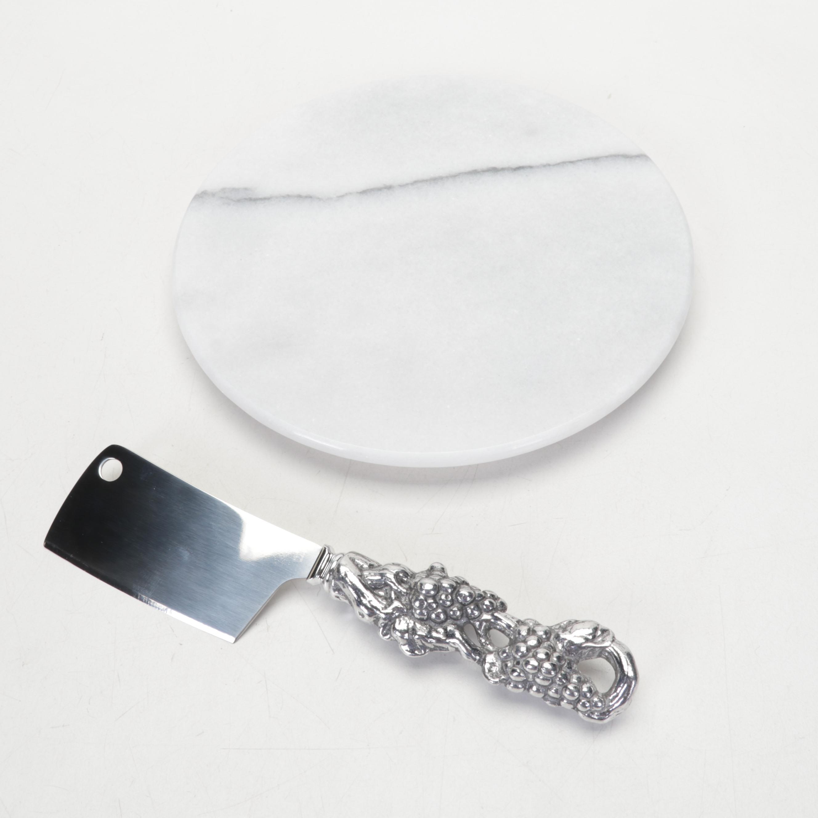 Arthur Court Marble Cheese Set and Cracker Tray with Other Tableware