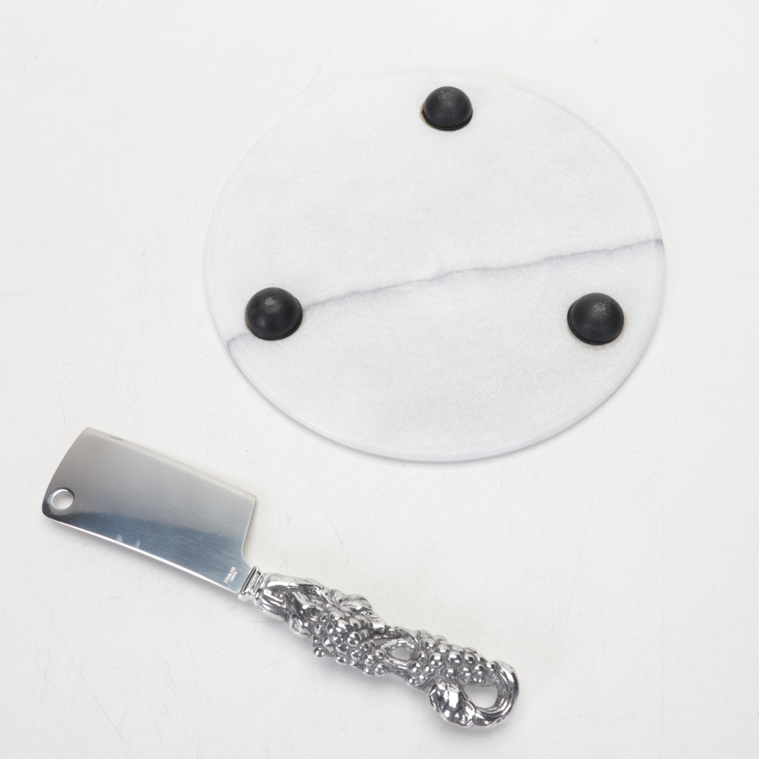 Arthur Court Marble Cheese Set and Cracker Tray with Other Tableware