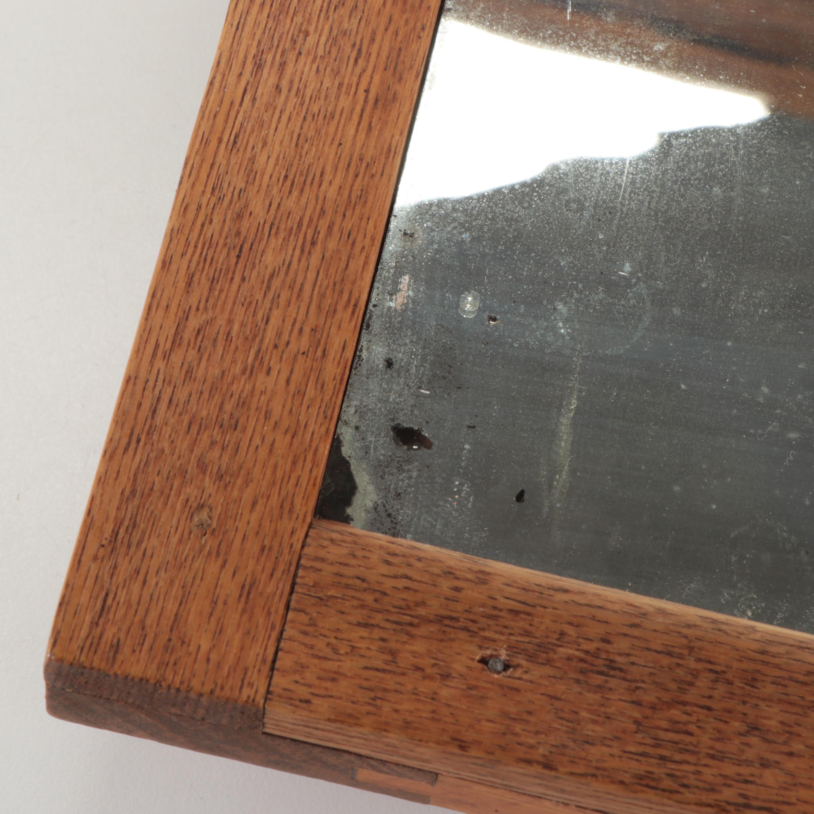 Oak, Mirror and Glass Tabletop Display Case, Early 20th Century