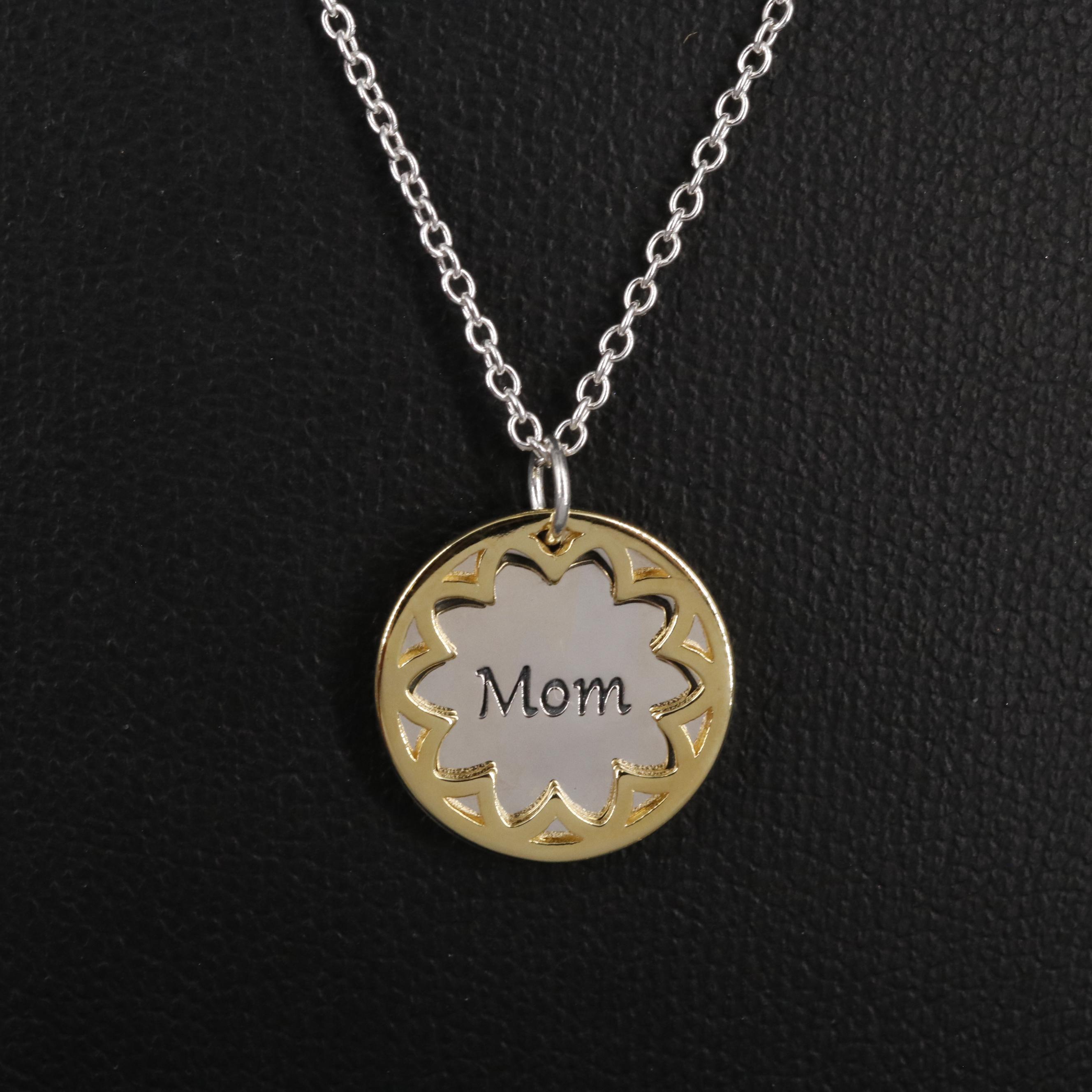 Sterling Mom Pendant Necklace