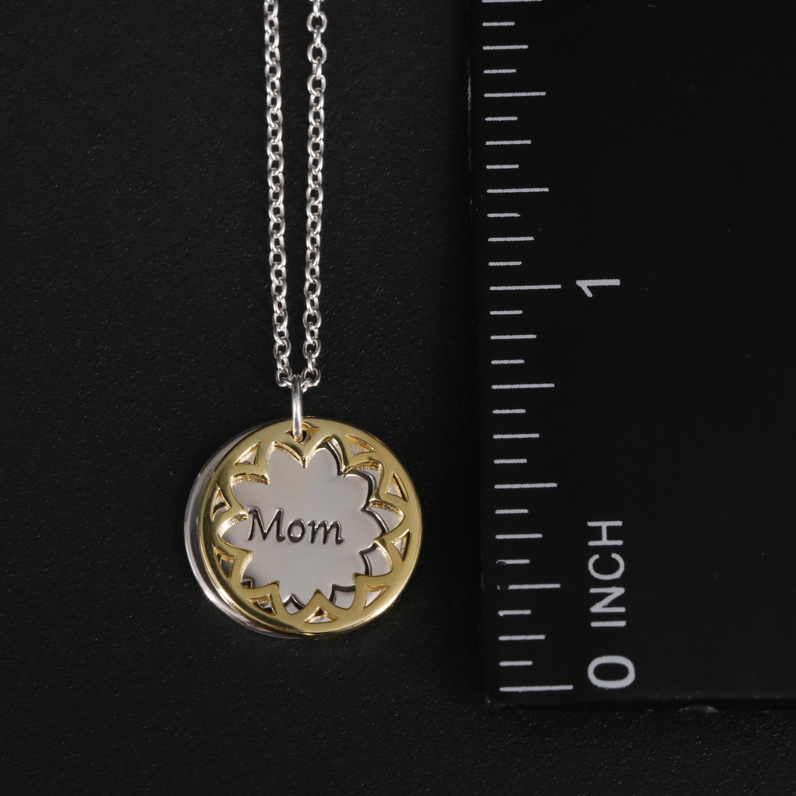 Sterling Mom Pendant Necklace