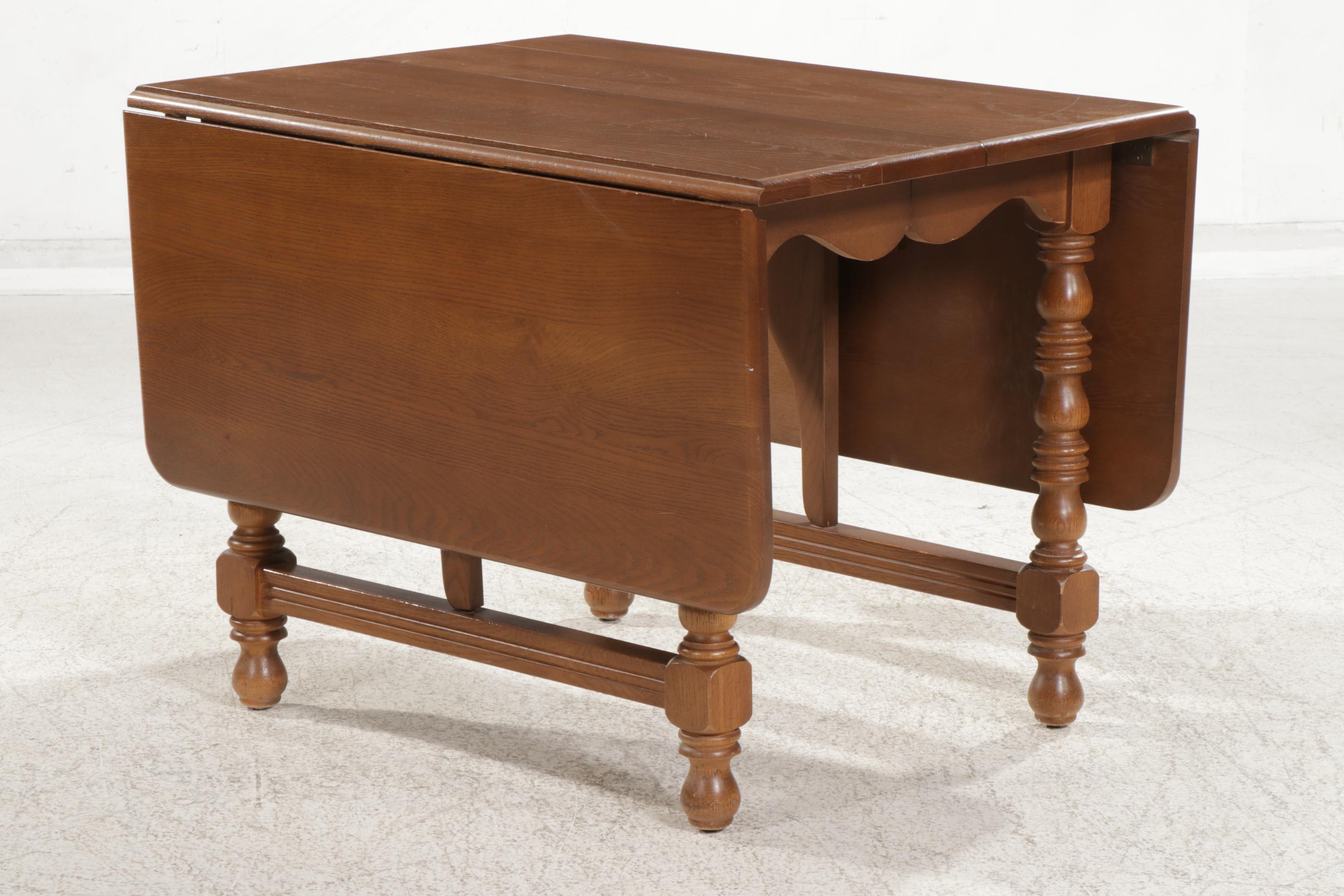 Cherokee "Royal Charter" Oak and Chestnut Drop-Leaf Seven-Piece Dining Set