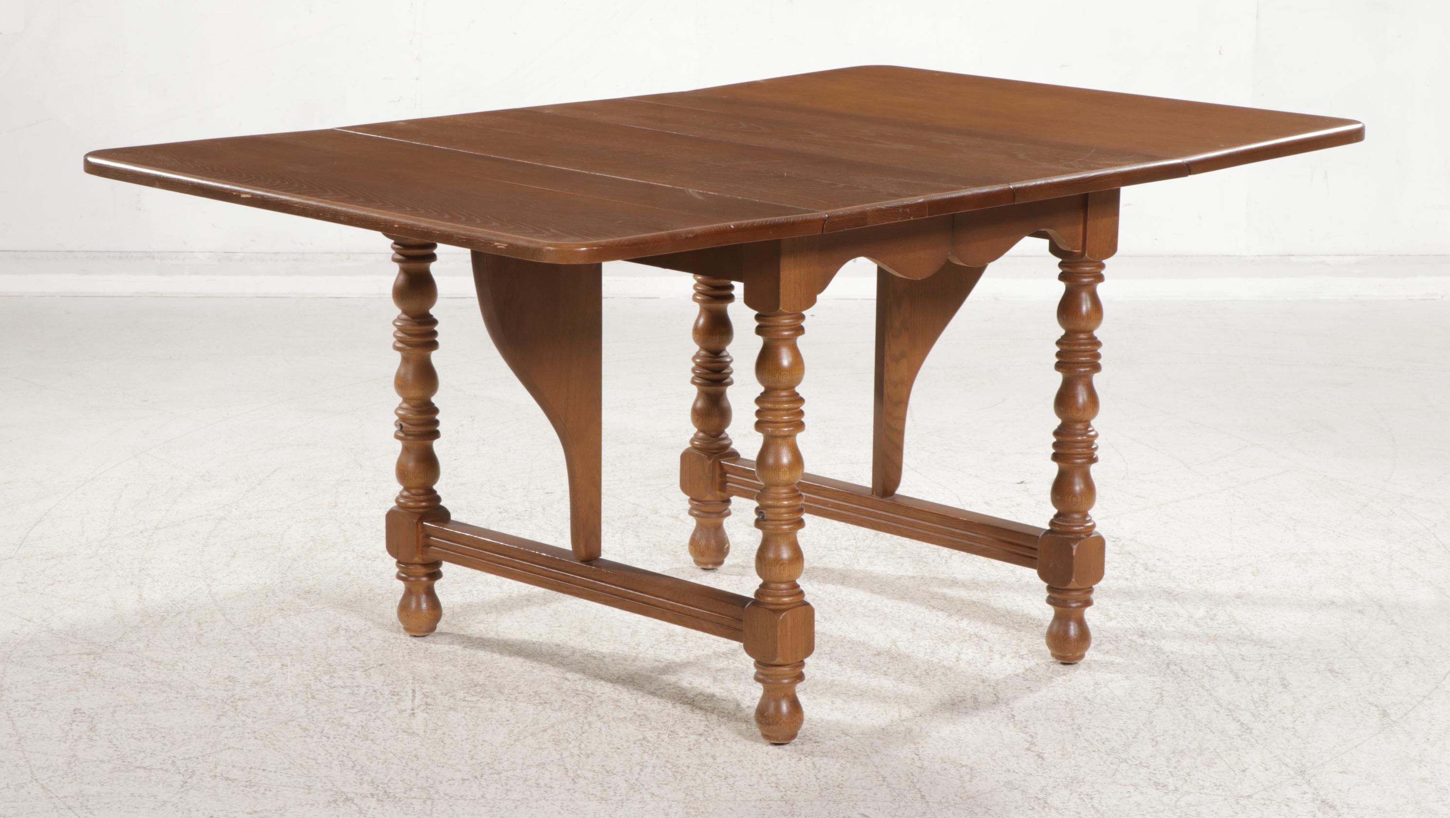 Cherokee "Royal Charter" Oak and Chestnut Drop-Leaf Seven-Piece Dining Set