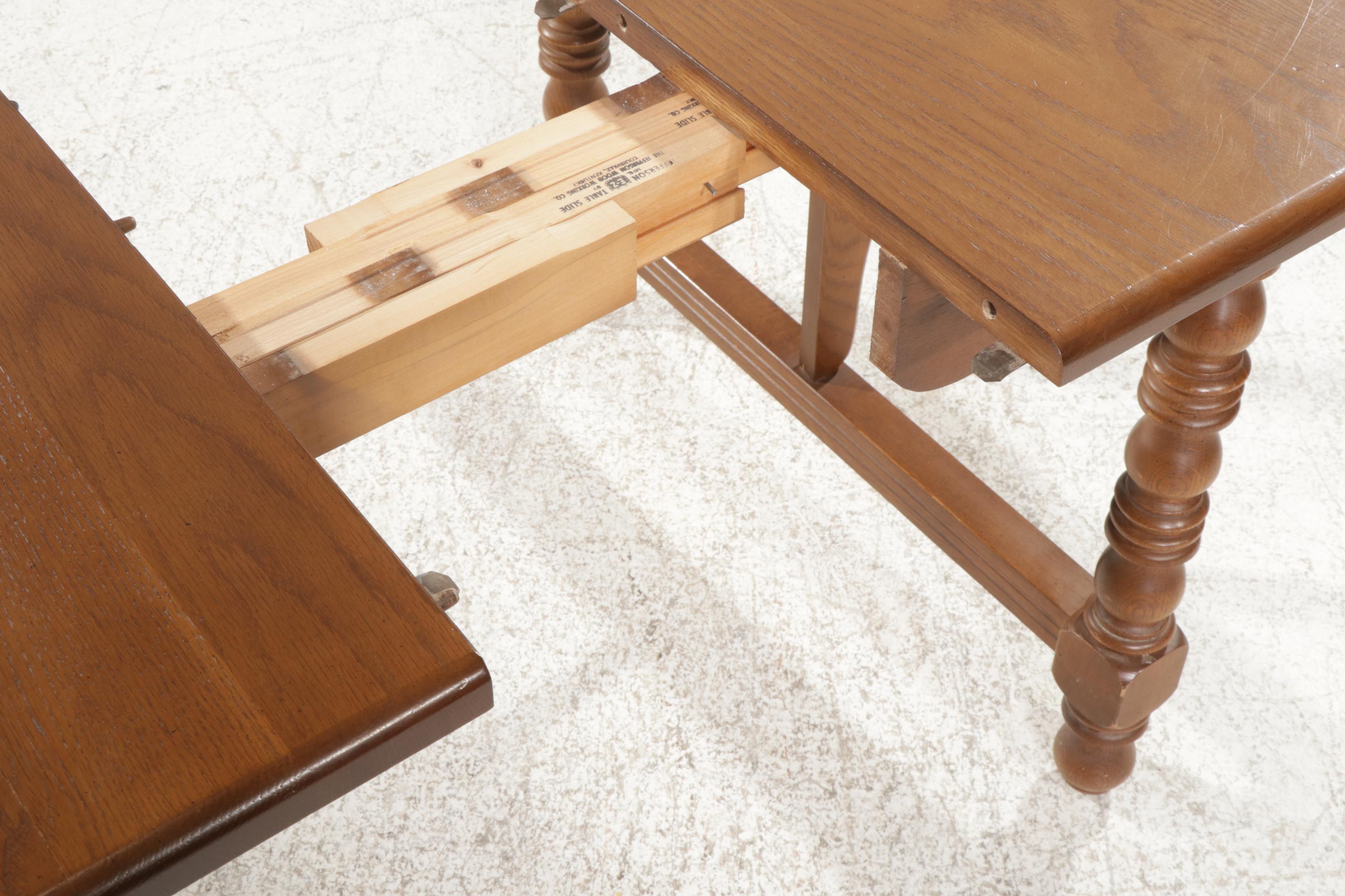 Cherokee "Royal Charter" Oak and Chestnut Drop-Leaf Seven-Piece Dining Set