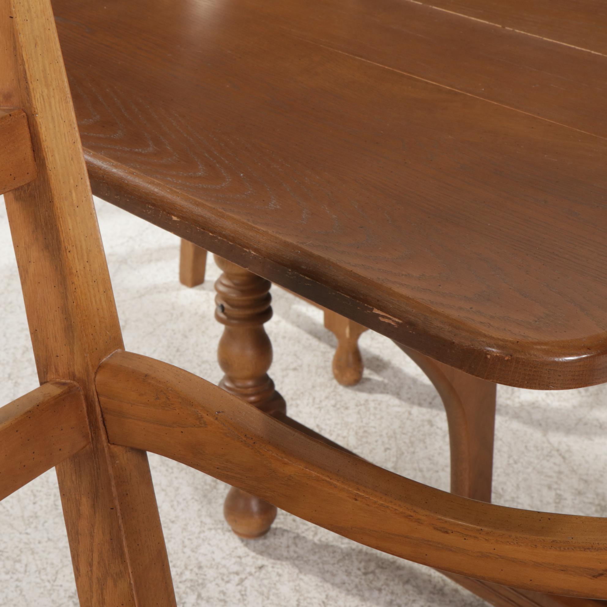 Cherokee "Royal Charter" Oak and Chestnut Drop-Leaf Seven-Piece Dining Set