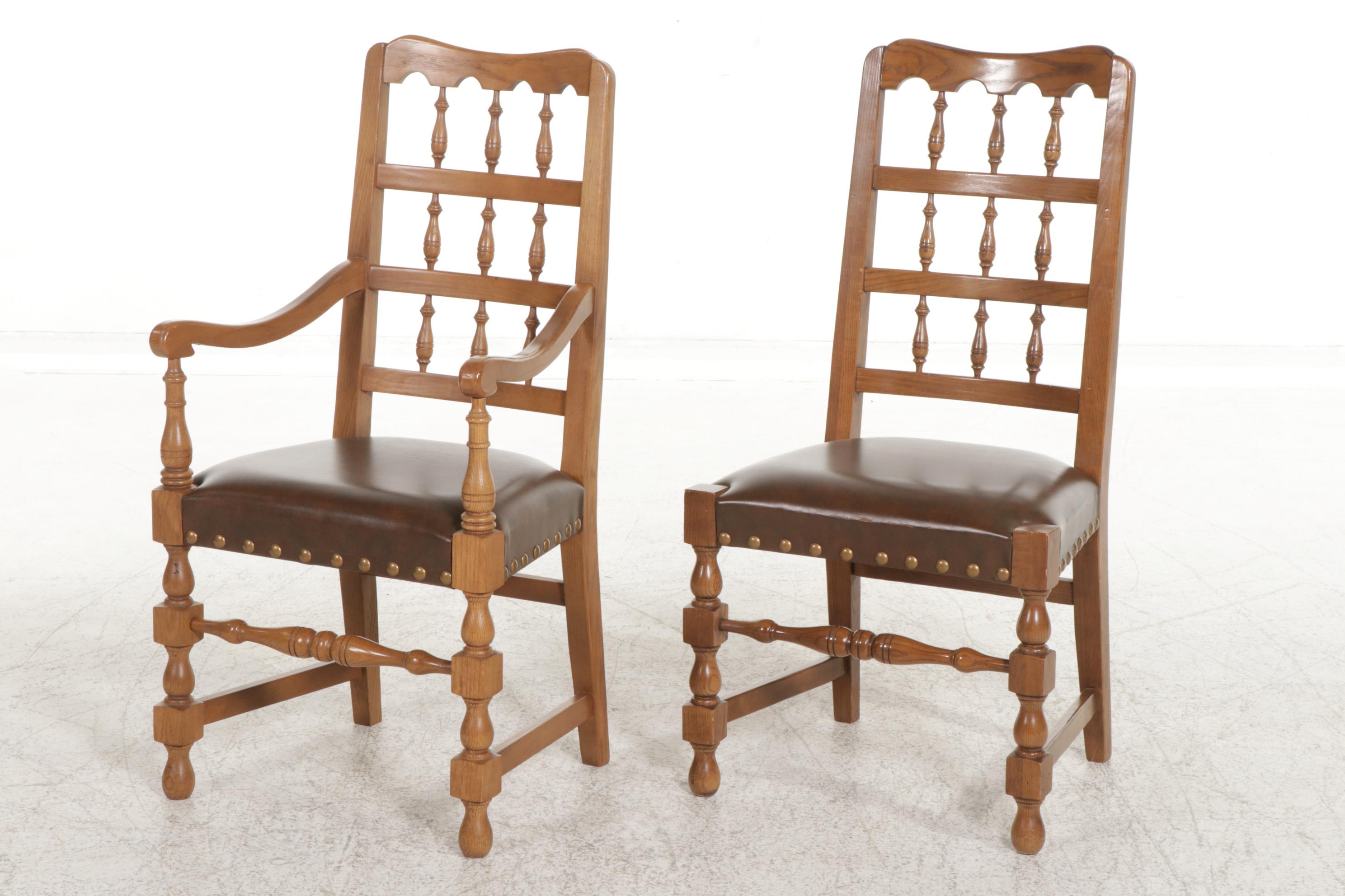Cherokee "Royal Charter" Oak and Chestnut Drop-Leaf Seven-Piece Dining Set