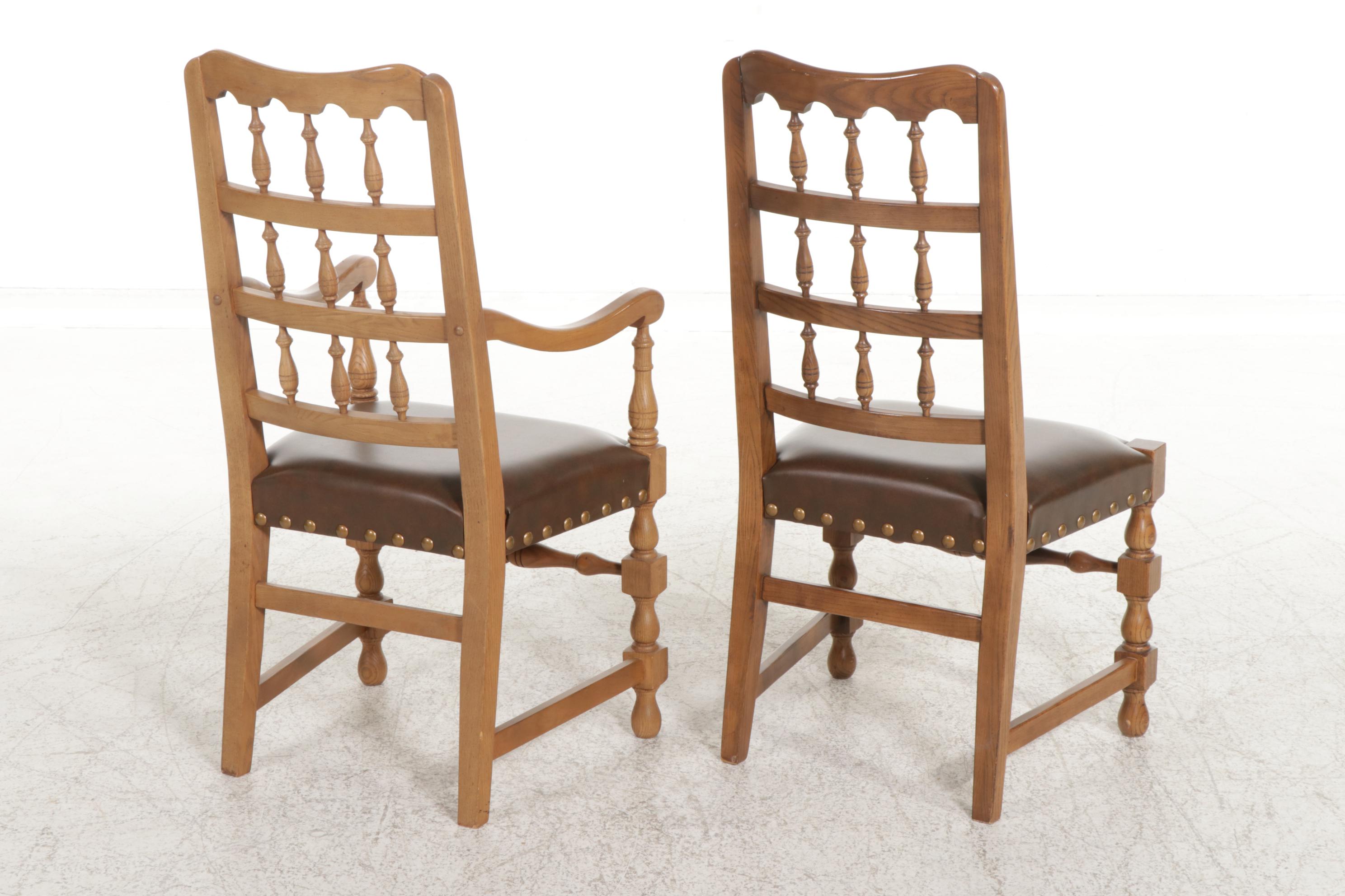 Cherokee "Royal Charter" Oak and Chestnut Drop-Leaf Seven-Piece Dining Set