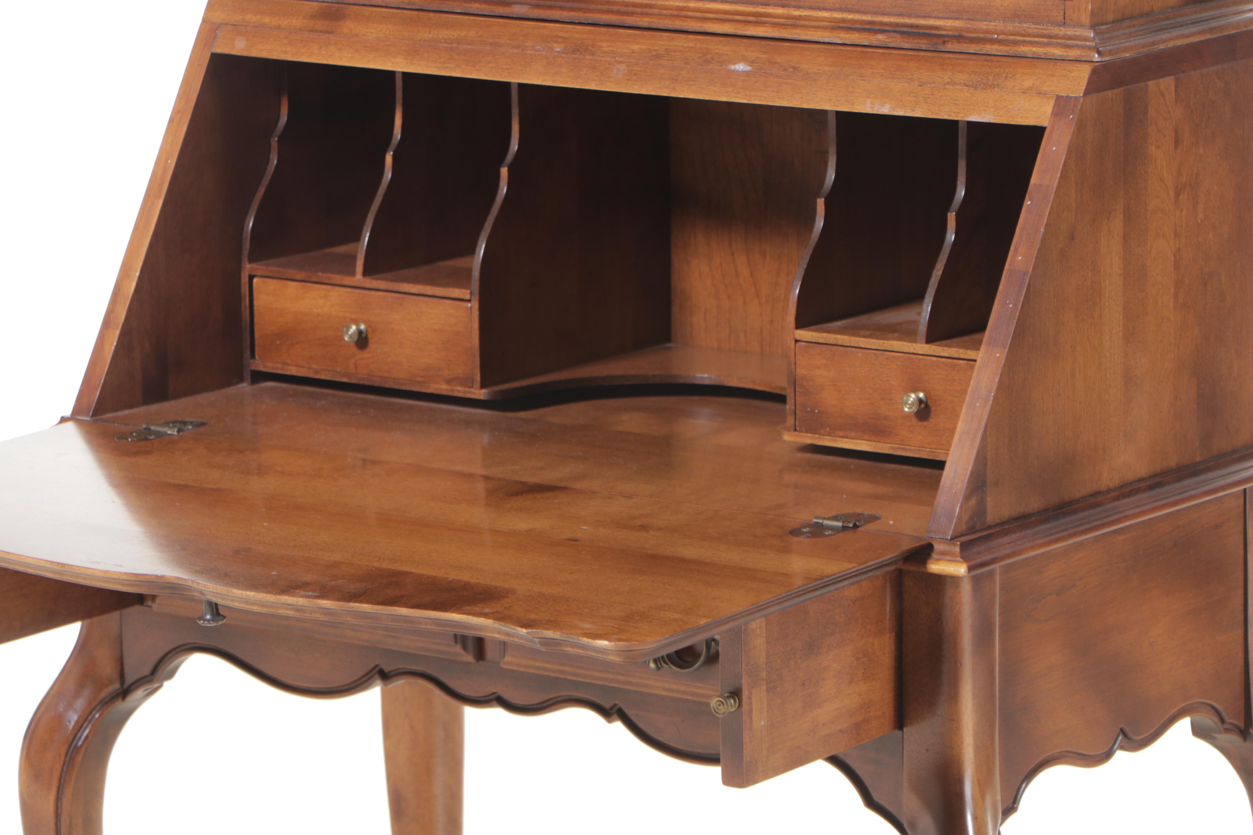 Ethan Allen French Provincial Style Maple Bureau Bookcase, Late 20th Century